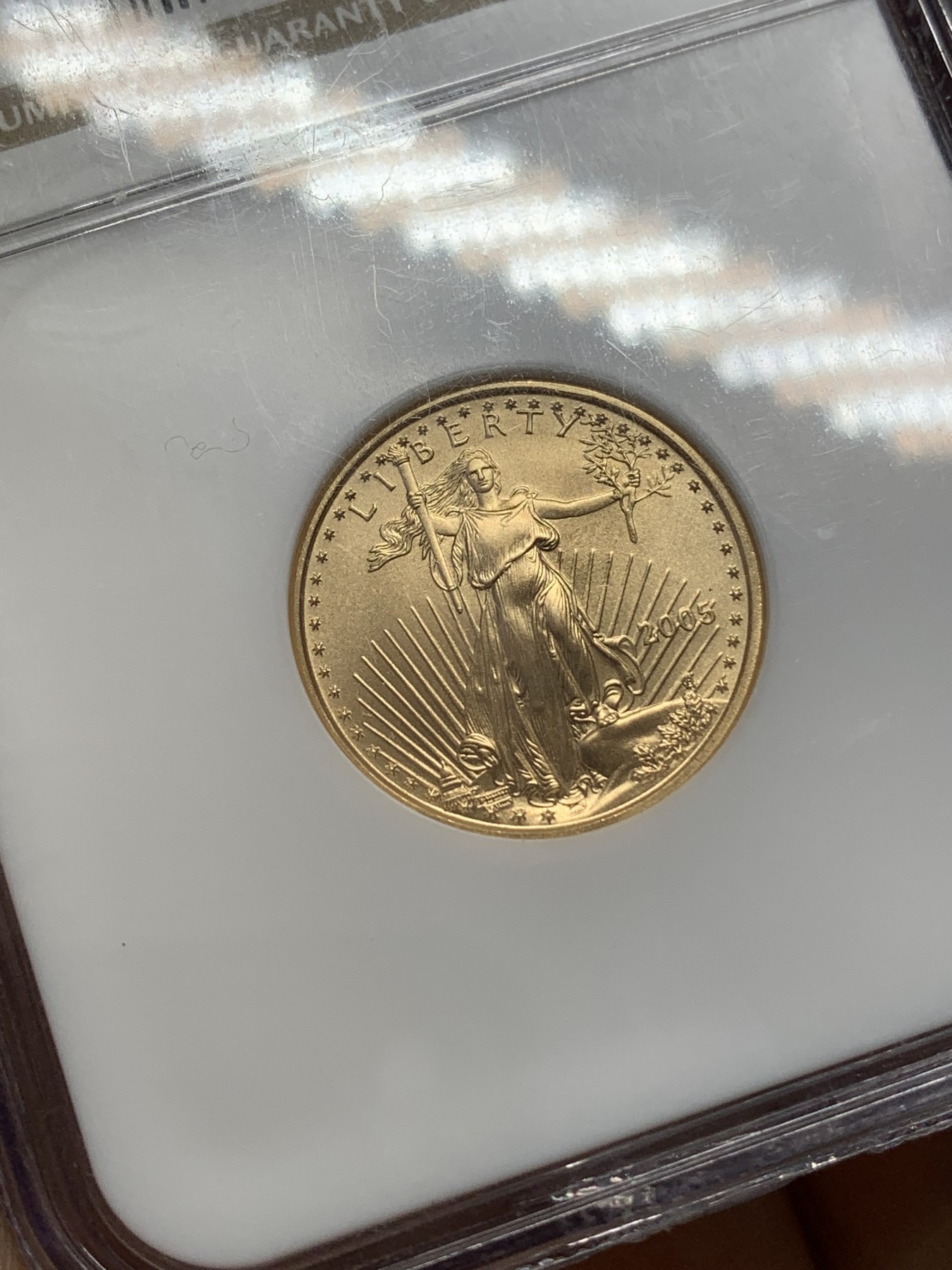 《竞宝斋》第218场-周日，周一 2场 (全场包邮) NGC MS70 2005鹰洋金币 老盒子，满分品相