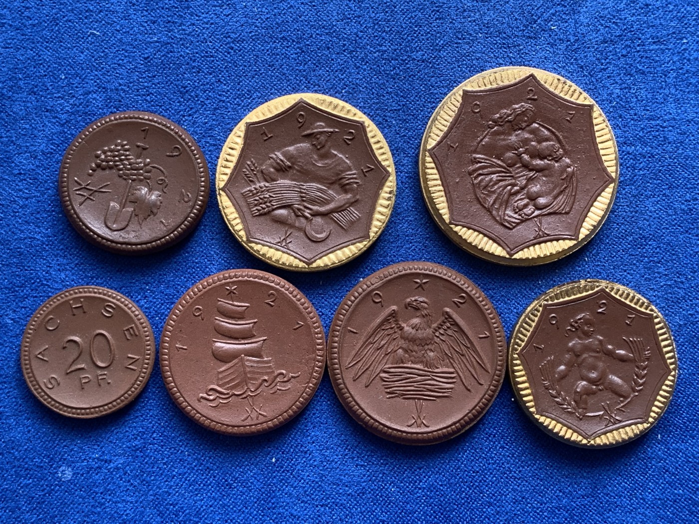 《竞宝斋》第218场-周日，周一 2场 (全场包邮) 7枚一组 1921德国紧急时期陶币