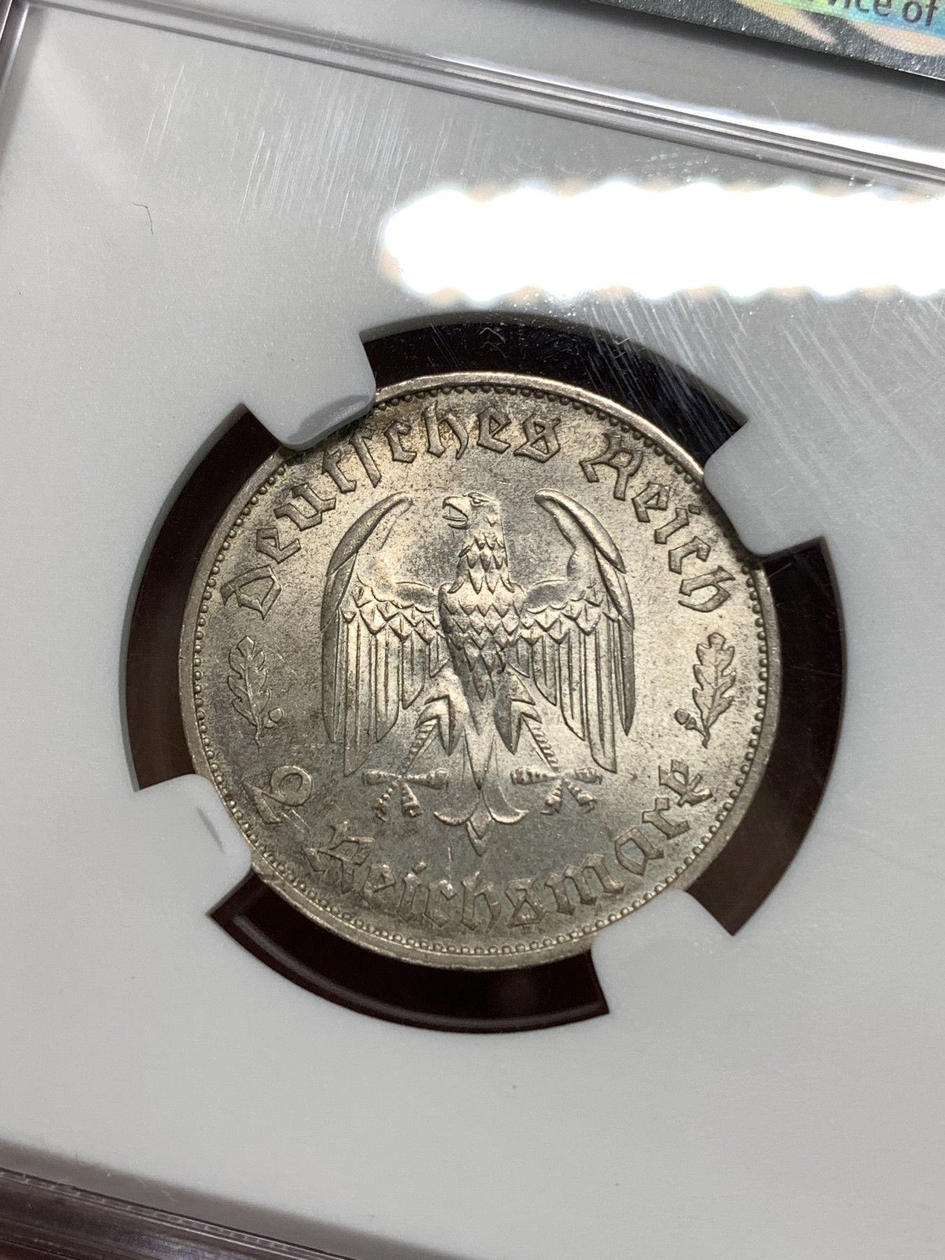 《竞宝斋》第218场-周日，周一 2场 (全场包邮) NGC-MS63 德国1934年F版席勒2马克银币 德三少见品种 状态好