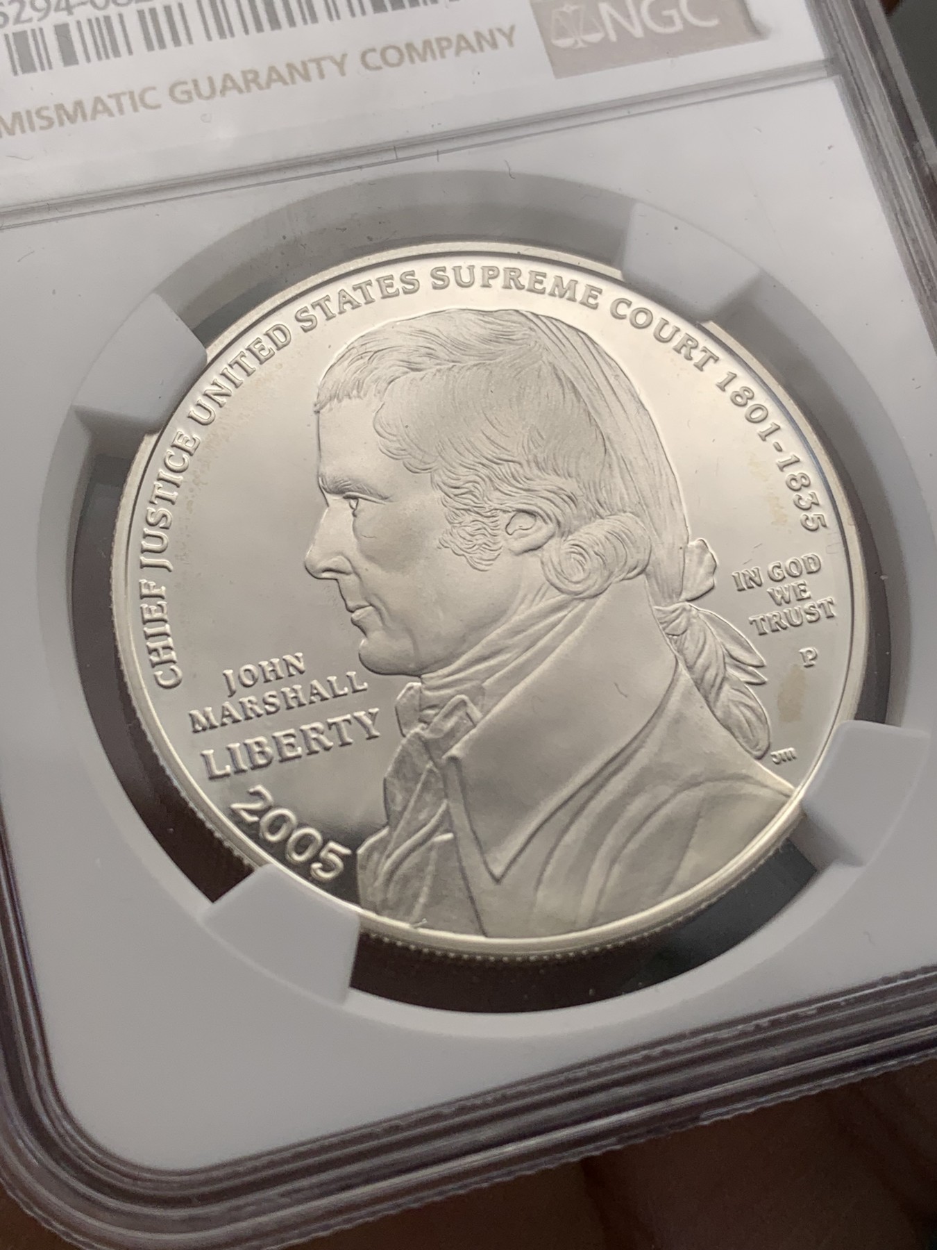 《竞宝斋》第218场-周日，周一 2场 (全场包邮) NGC PF69UC 美国2005年约翰马歇尔1美元大银币