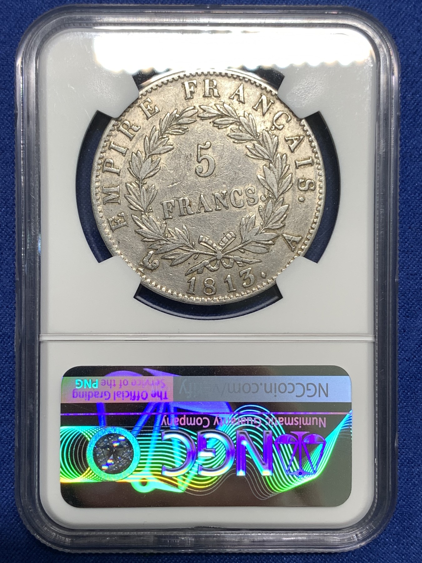 《竞宝斋》第218场-周日，周一 2场 (全场包邮) NGC XFD 法国1813年拿破仑5法郎银币