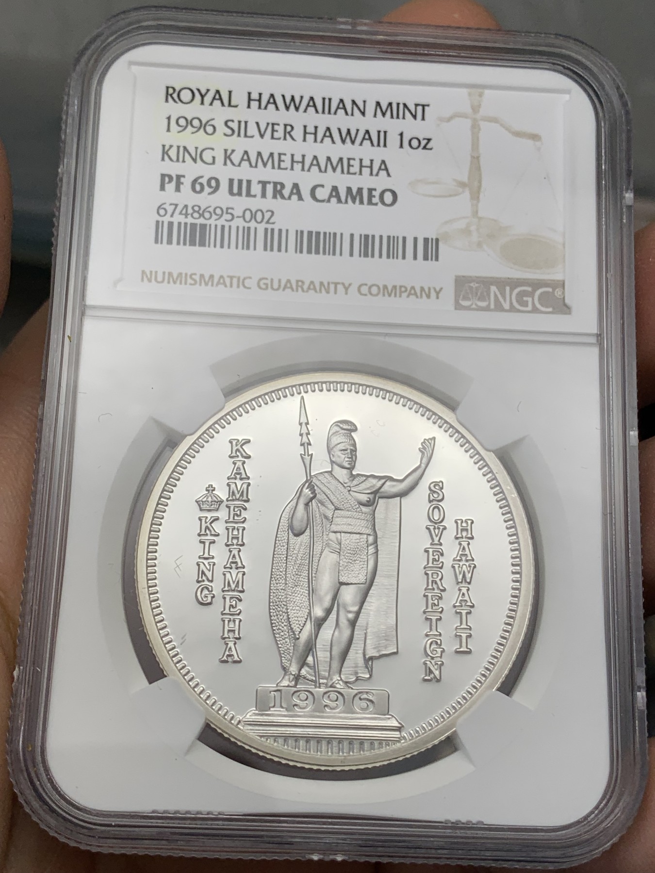 《竞宝斋》第218场-周日，周一 2场 (全场包邮) 冠军分 NGC PF69 夏威夷王国1996年1盎司精制银币