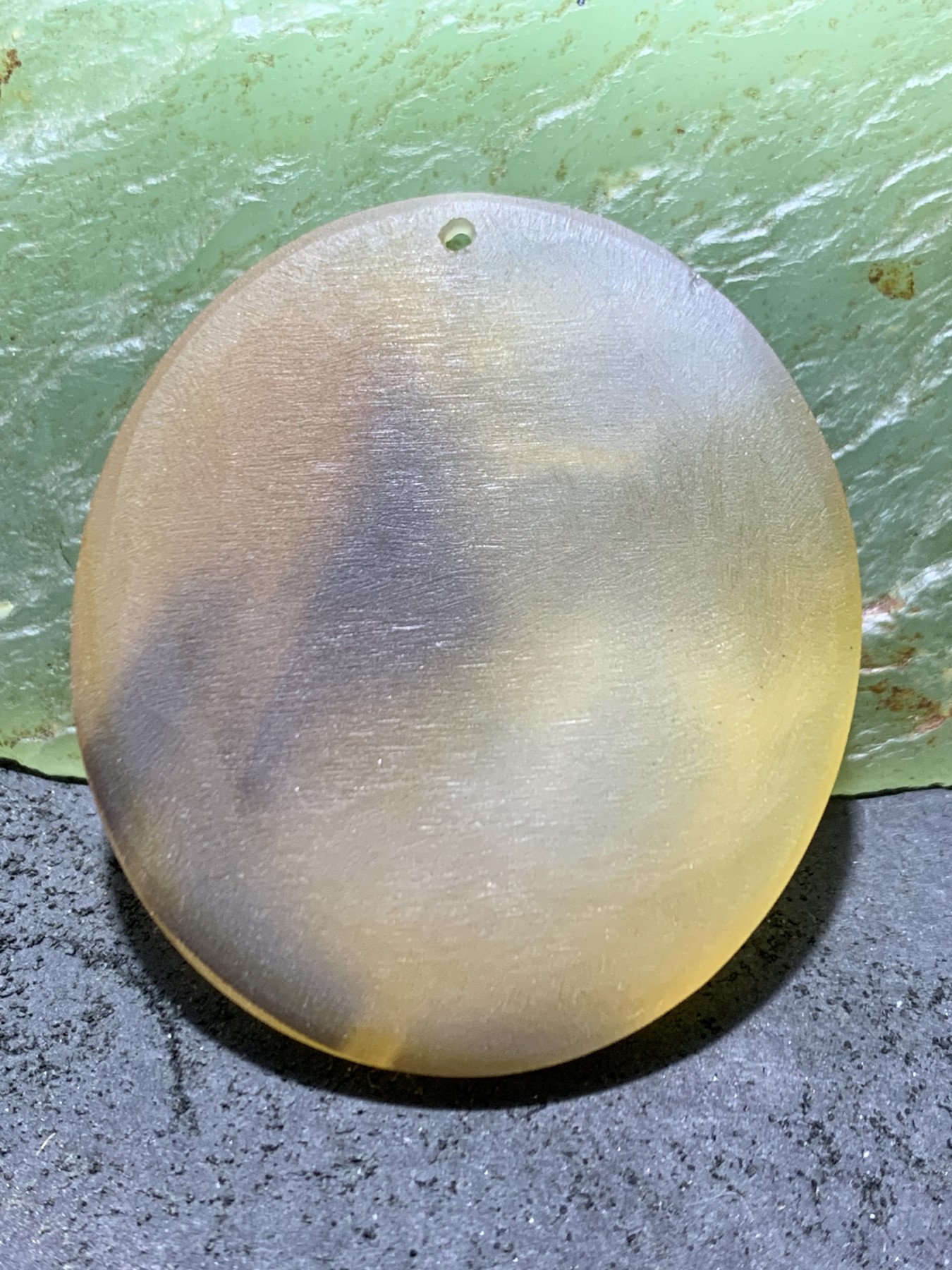 精美亚光高玉化巴西玛瑙手工俏色巧雕花开见佛牌子一个