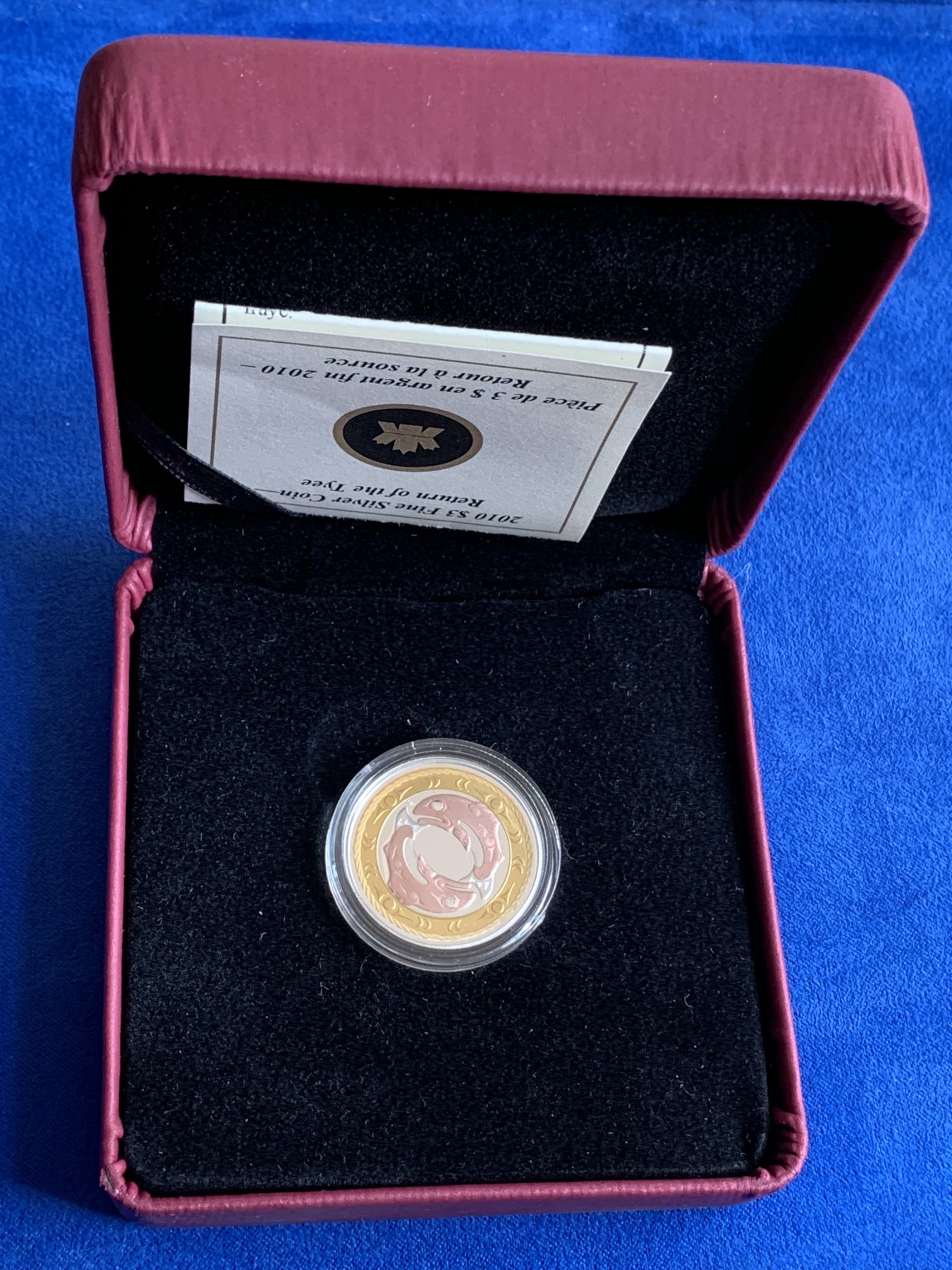 《竞宝斋》第218场-周日，周一 2场 (全场包邮) 原盒带证书proof加拿大双色镀金双鱼银币