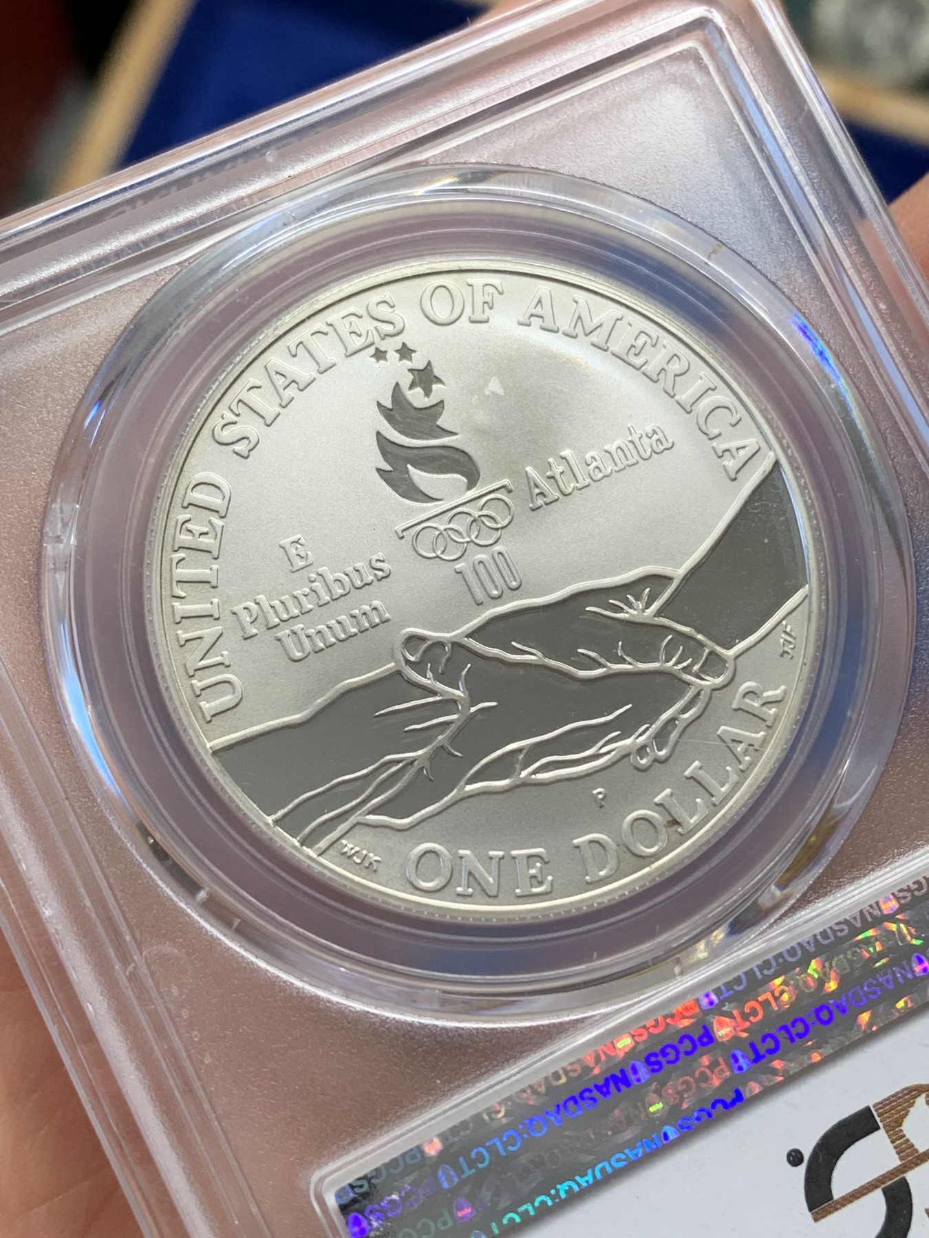 《竞宝斋》第218场-周日，周一 2场 (全场包邮) PCGS-PR69 美国1995年奥运体操1美元精制纪念银币，全新镜面状态精制币