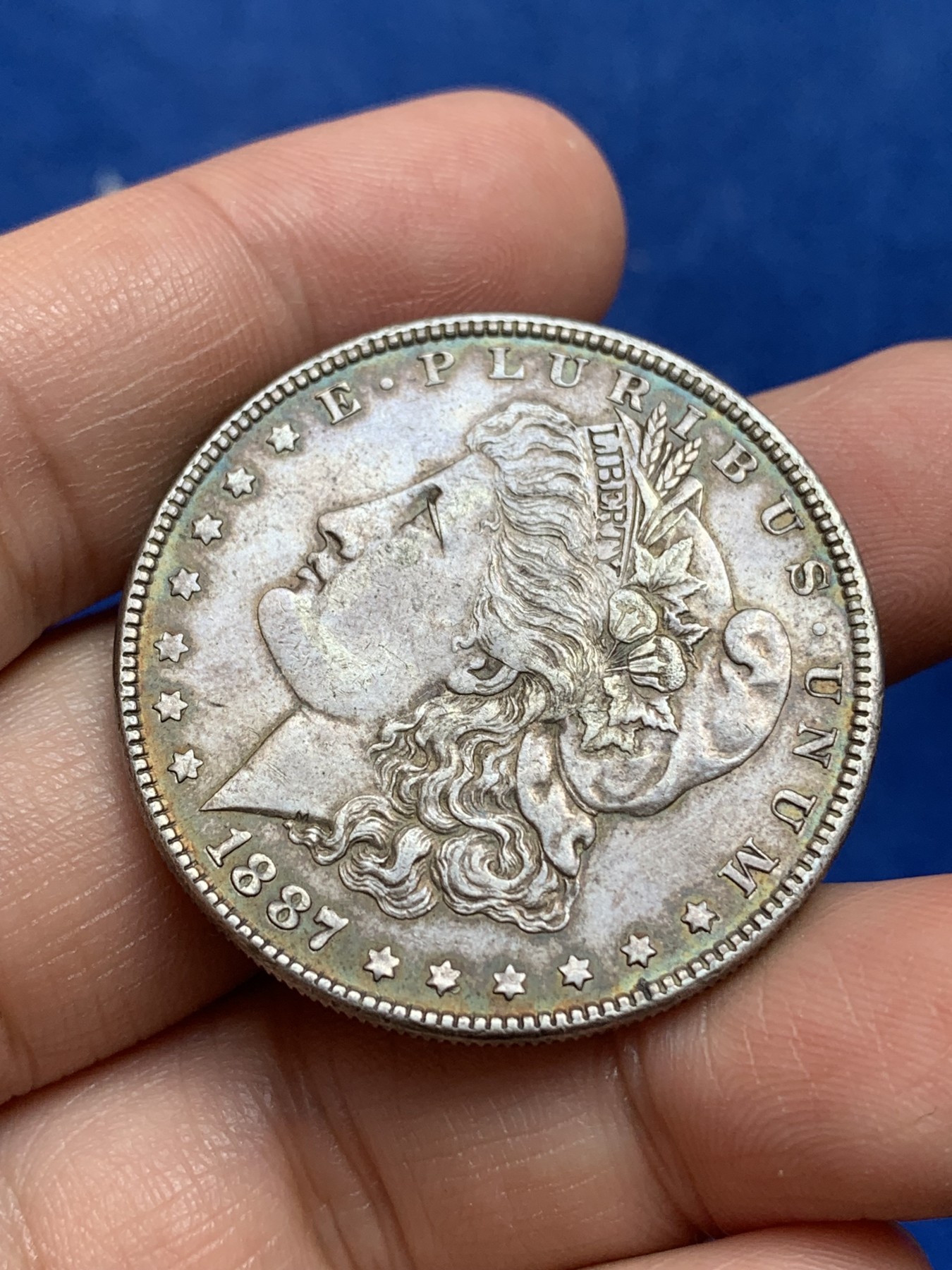 《竞宝斋》第218场-周日，周一 2场 (全场包邮) 美国 1887年 摩根银币1美元 深彩包浆