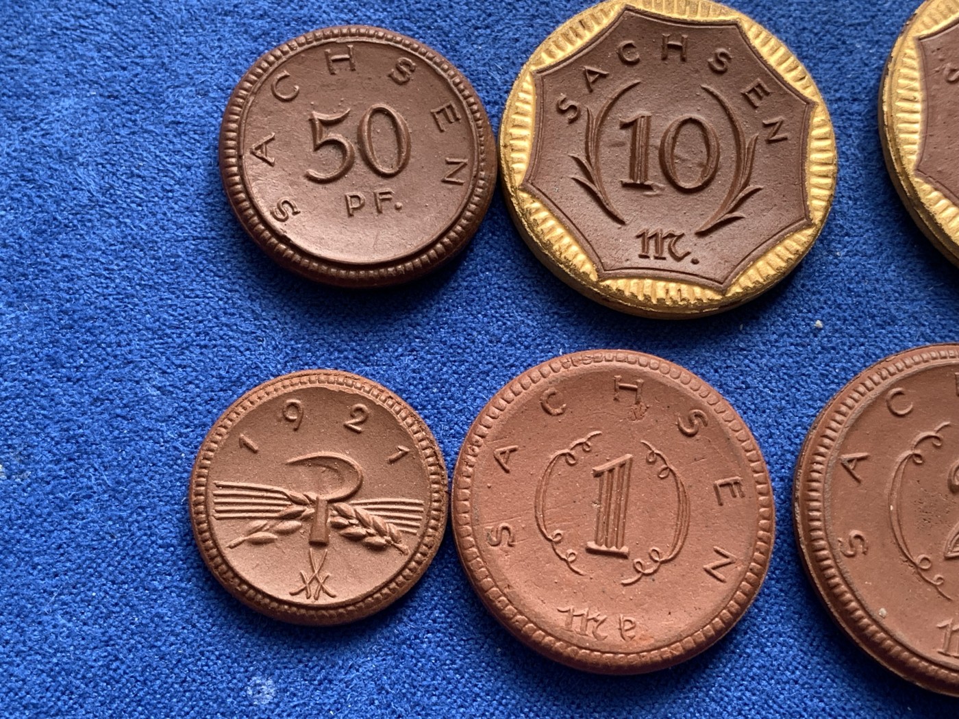 《竞宝斋》第218场-周日，周一 2场 (全场包邮) 7枚一组 1921德国紧急时期陶币