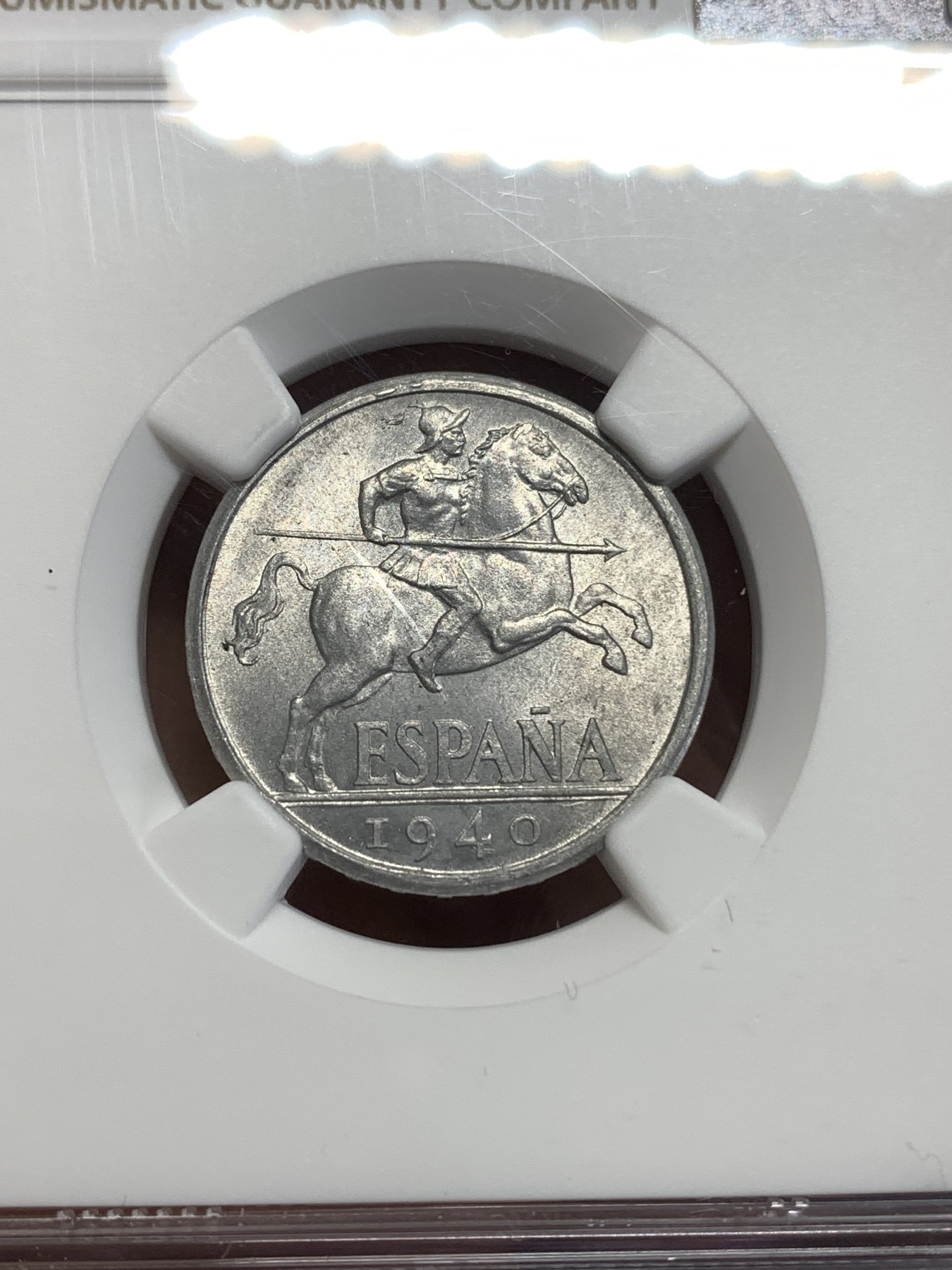 《竞宝斋》第218场-周日，周一 2场 (全场包邮) NGC-MS65 西班牙1941年10C铝币