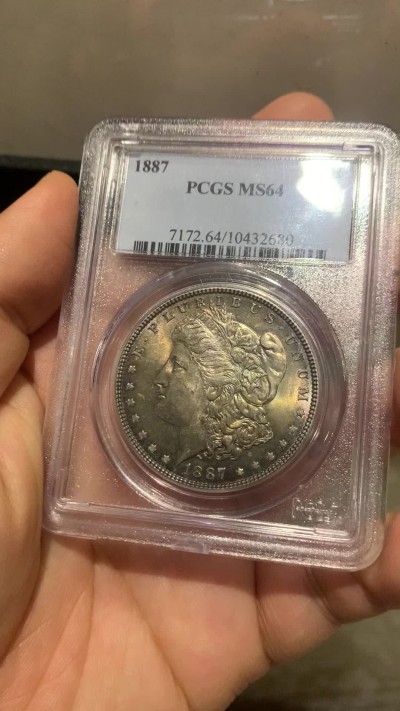 《竞宝斋》第218场-周日，周一 2场 (全场包邮) PCGS MS64  美国1887摩根银币