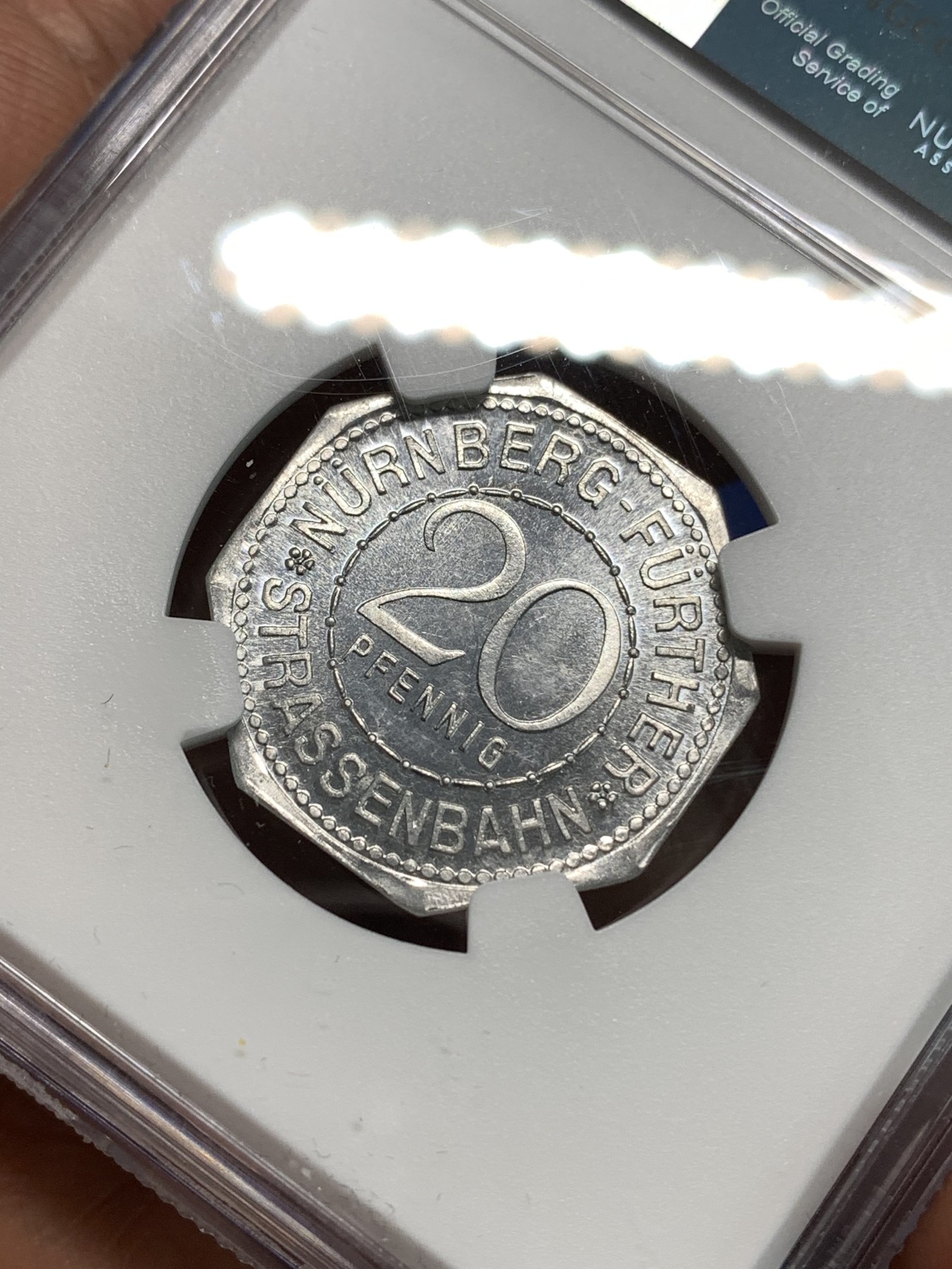 《竞宝斋》第218场-周日，周一 2场 (全场包邮) NGC-MS65 1920年德国紧急状态时期，纽伦堡20芬尼，景观系列