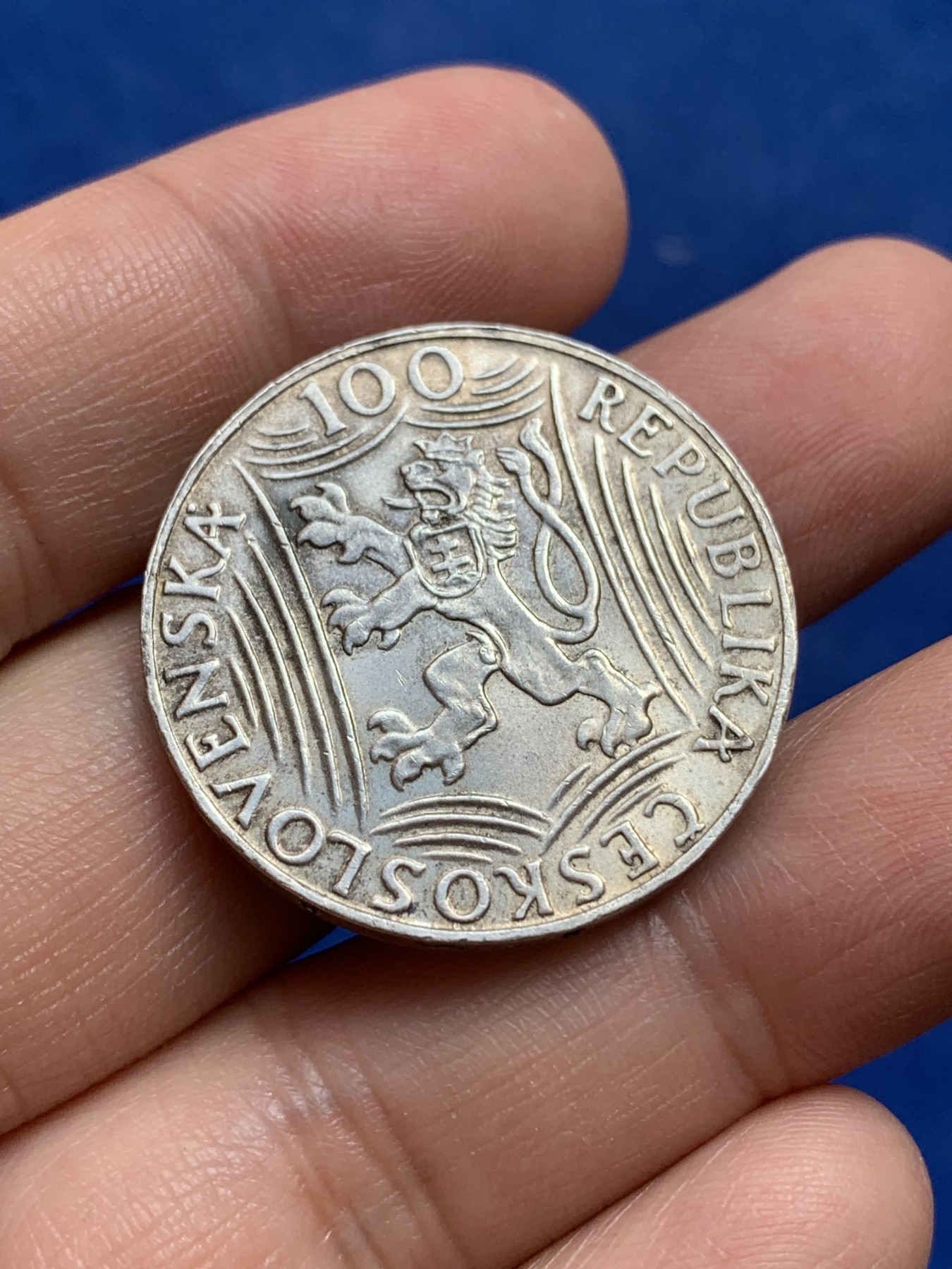 《竞宝斋》第218场-周日，周一 2场 (全场包邮) 捷克斯洛伐克斯大林纪念100克朗银币 少见品种 带原光