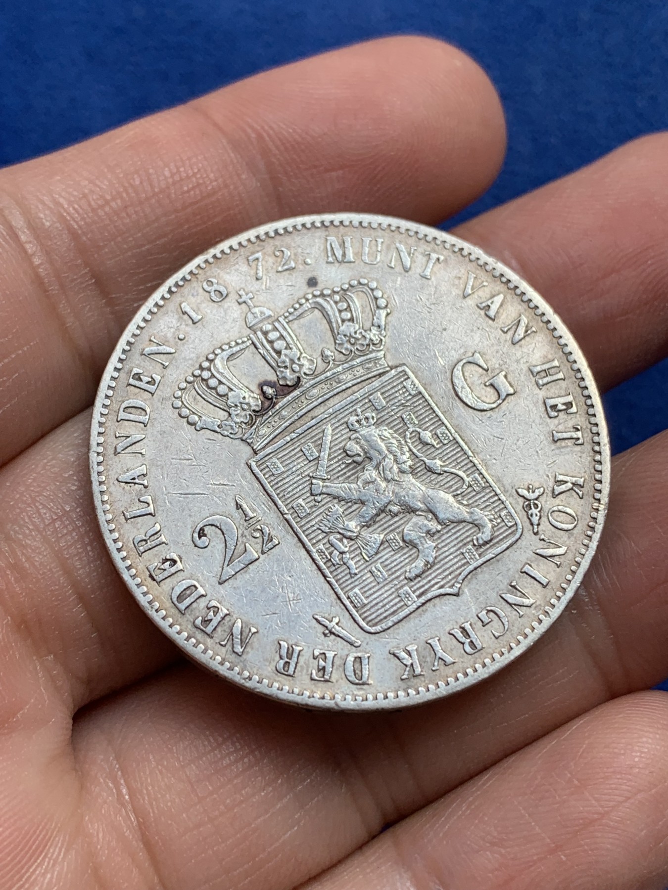 《竞宝斋》第218场-周日，周一 2场 (全场包邮) 荷兰 1872年威廉三世 2.5盾大银币 945高银