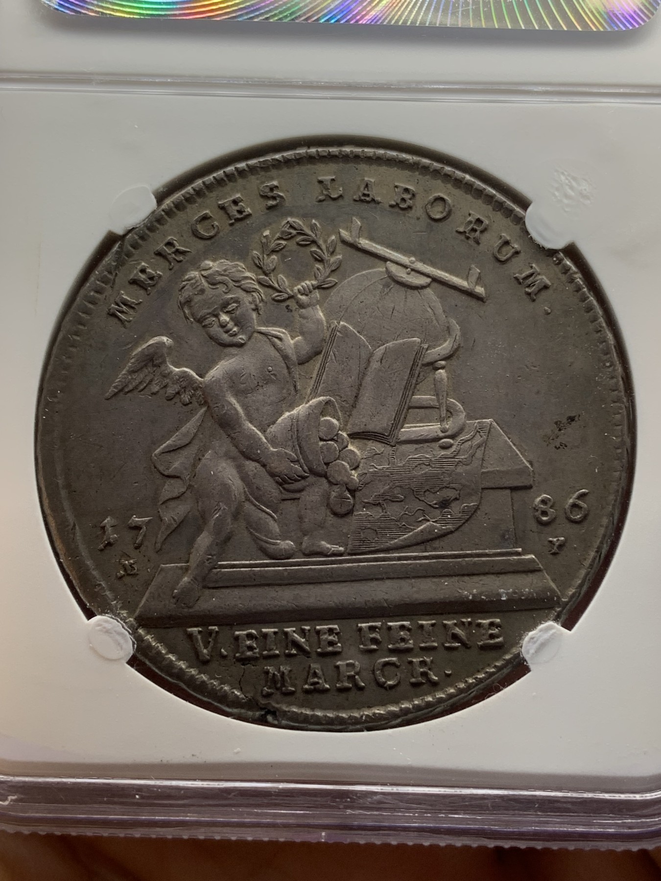 《竞宝斋》第218场-周日，周一 2场 (全场包邮) NGC AU55 德国 1786 维尔茨堡主教区 2泰勒 56克超大规格大银币 最新裸币成交价1950欧元