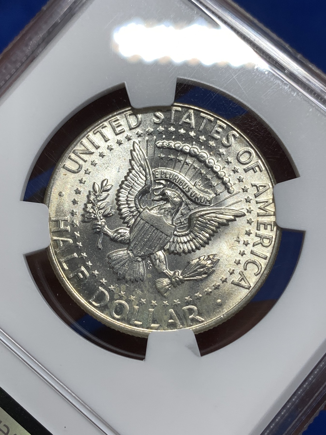 《竞宝斋》第218场-周日，周一 2场 (全场包邮) NGC-MS64 1964美国肯尼迪50美分银币，900高银版， 62，63常见，64分不常见。