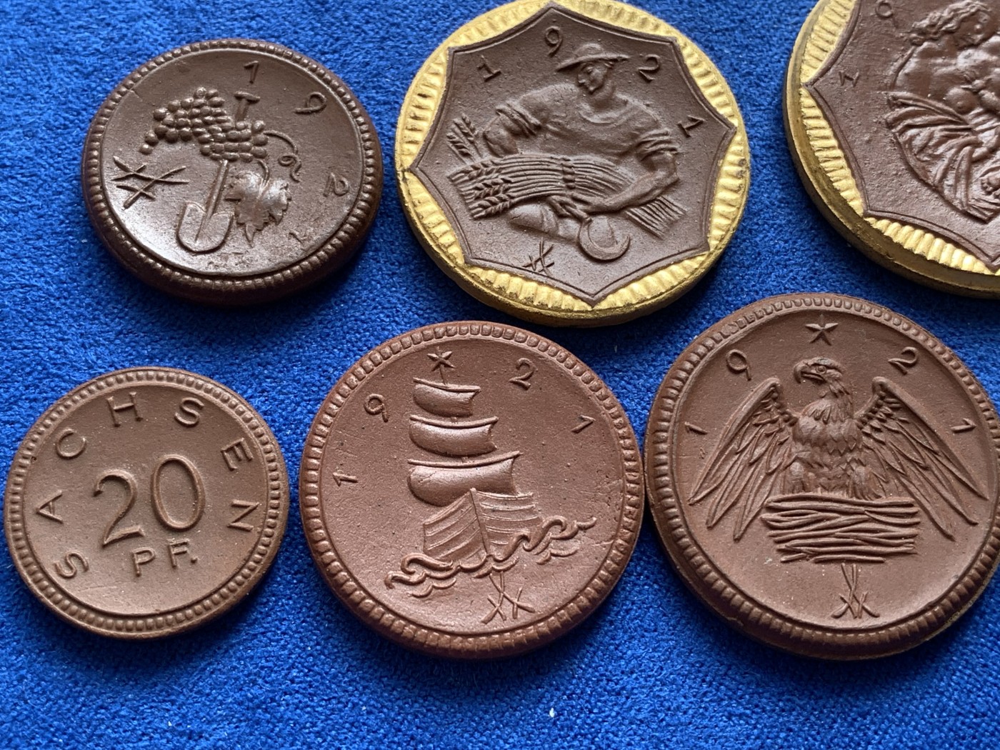 《竞宝斋》第218场-周日，周一 2场 (全场包邮) 7枚一组 1921德国紧急时期陶币