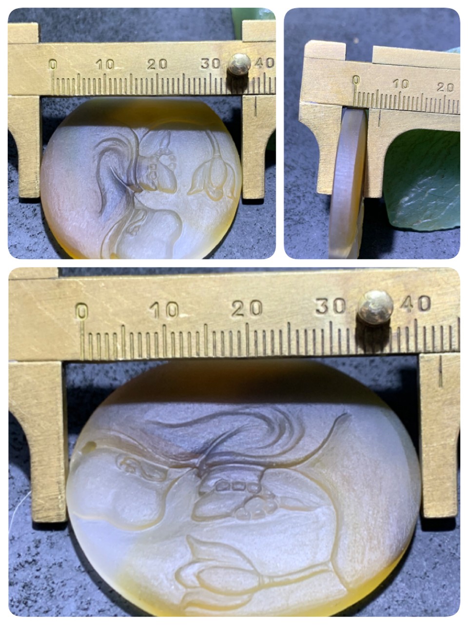 精美亚光高玉化巴西玛瑙手工俏色巧雕花开见佛牌子一个