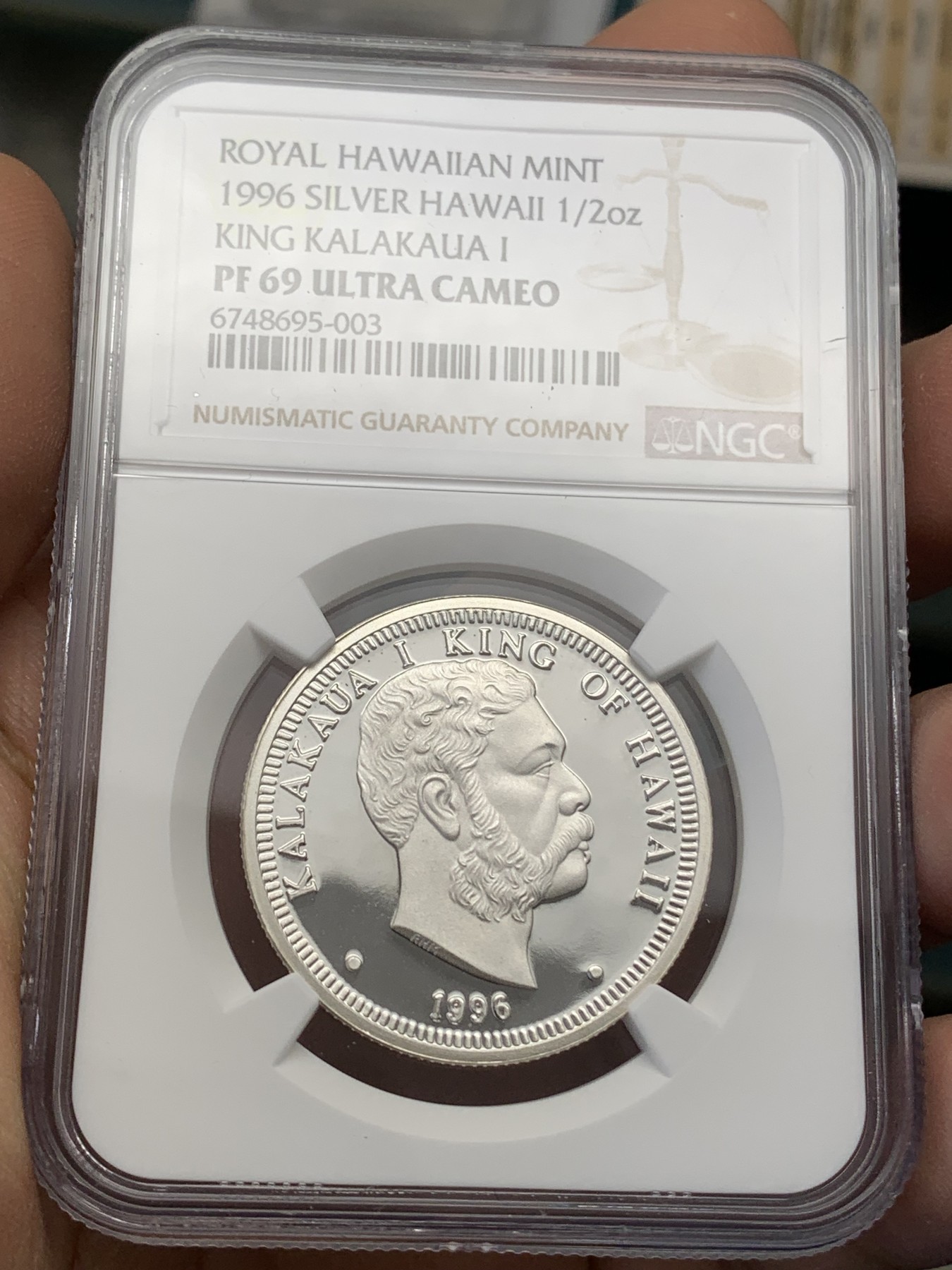 《竞宝斋》第218场-周日，周一 2场 (全场包邮) 冠军分 NGC PF69 夏威夷王国1996年半盎司精制银币