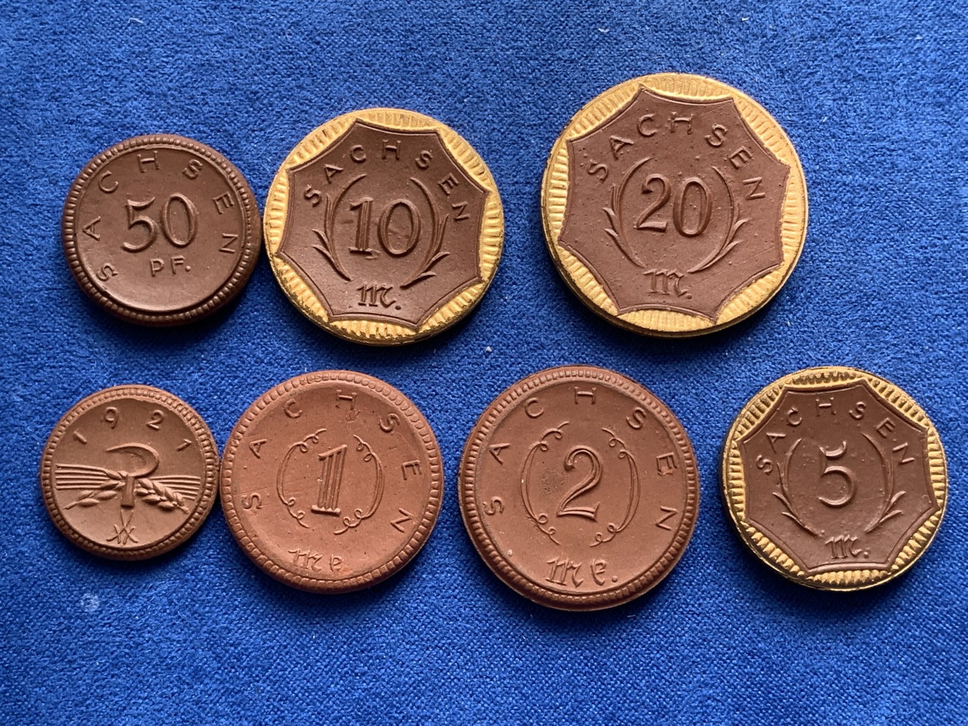 《竞宝斋》第218场-周日，周一 2场 (全场包邮) 7枚一组 1921德国紧急时期陶币