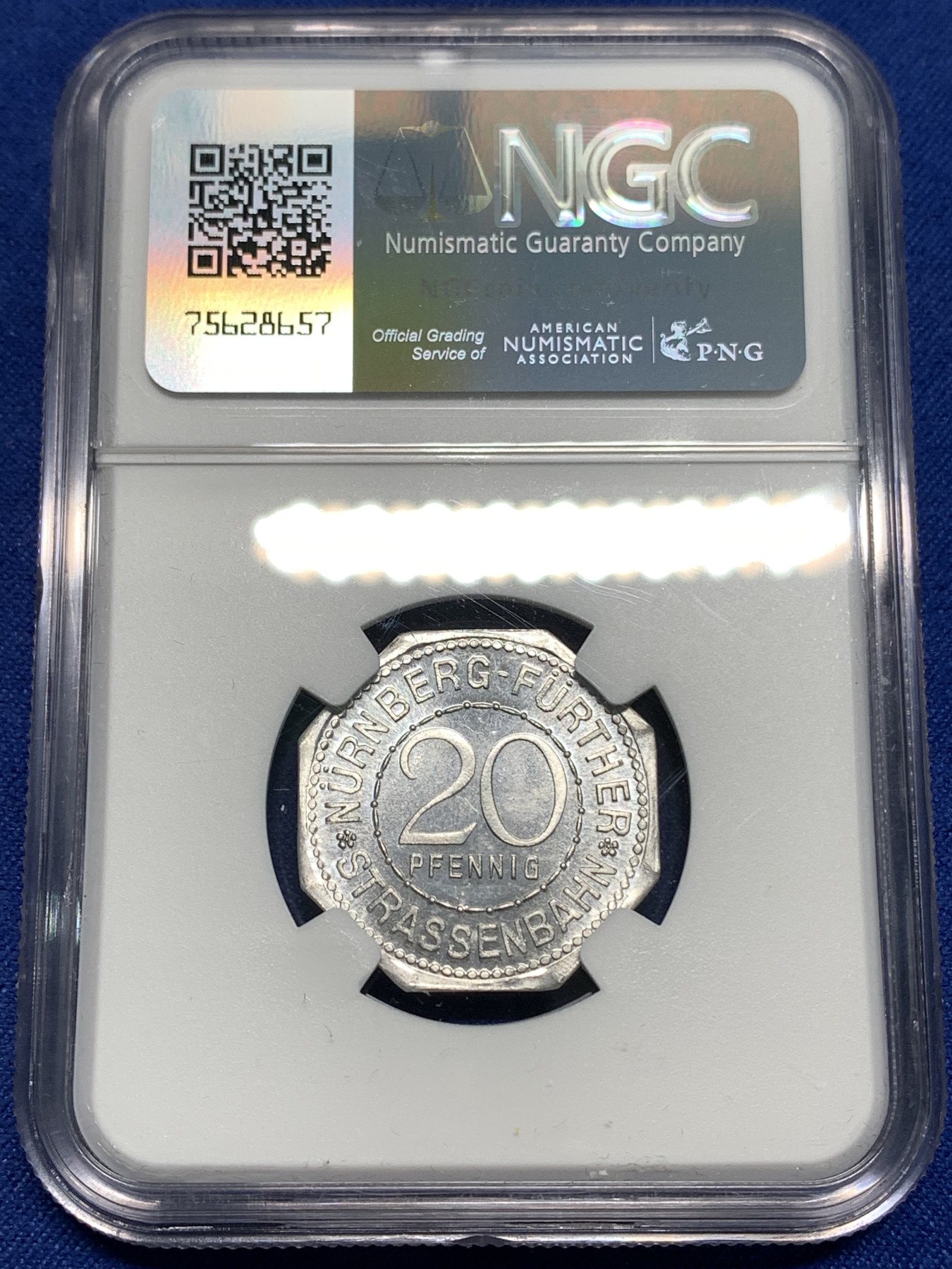 《竞宝斋》第218场-周日，周一 2场 (全场包邮) NGC-MS65 1920年德国紧急状态时期，纽伦堡20芬尼，景观系列