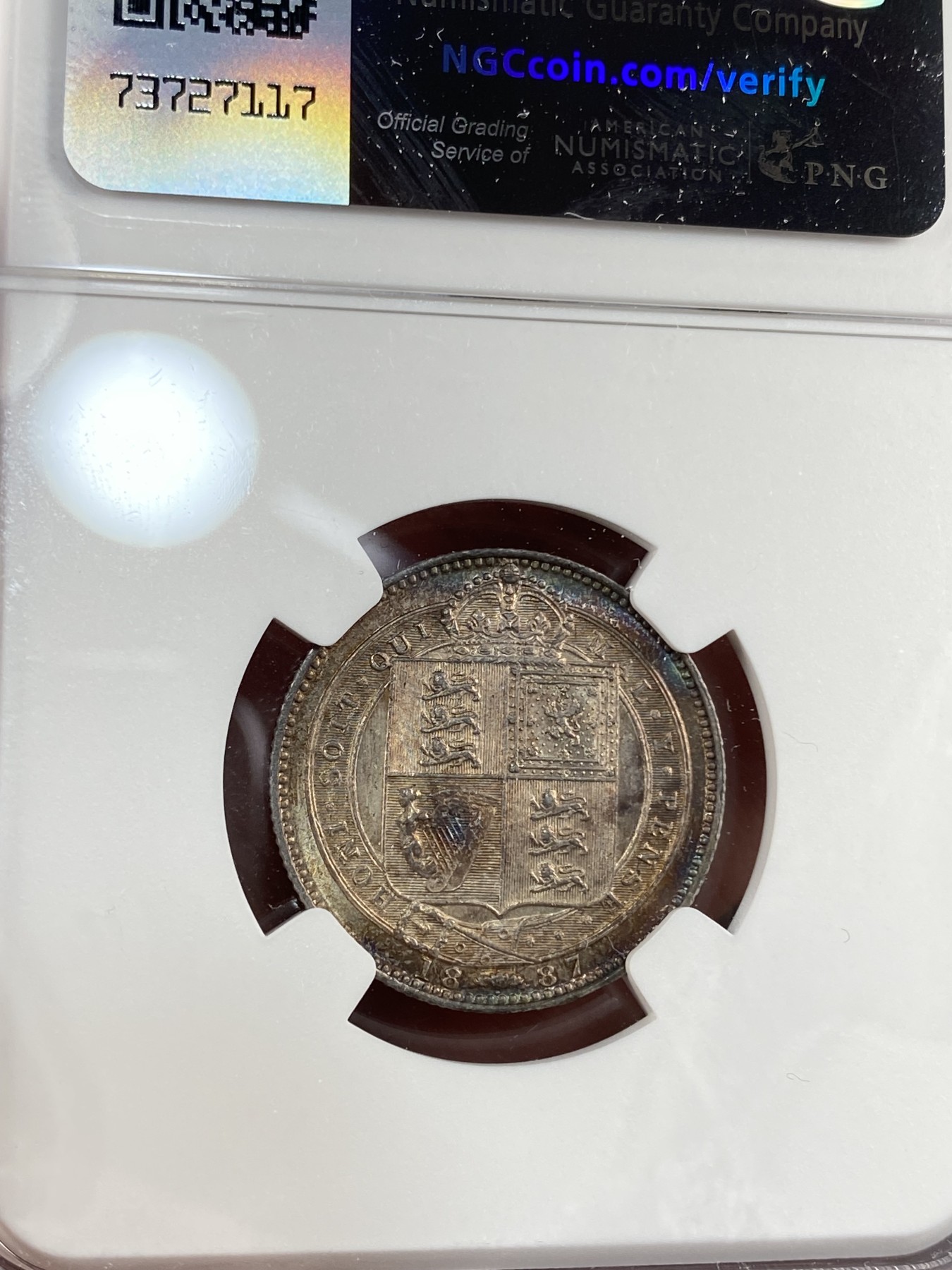 【北京钱博会拍卖周】万国钱币拍卖第020期 NGC UNCD 1887年英国维多利亚高冠1先令 包浆老道