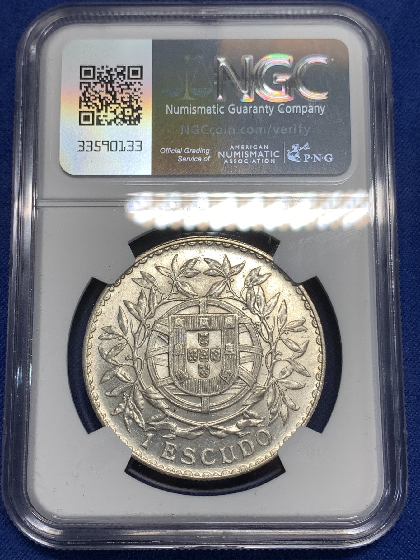 《竞宝斋》第218场-周日，周一 2场 (全场包邮) NGC-AU58 葡萄牙1916年女神头像1埃斯库多大银币