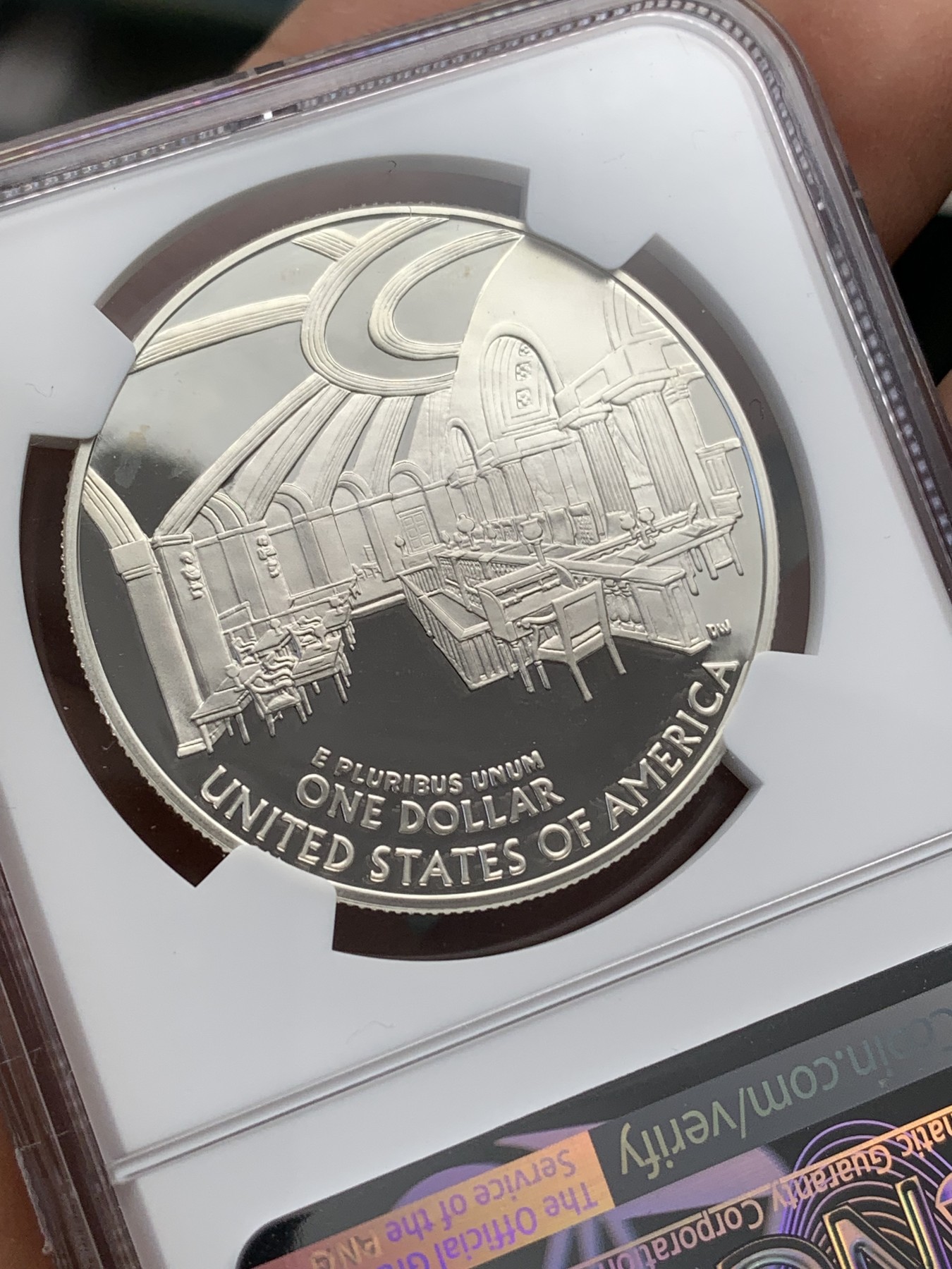 《竞宝斋》第218场-周日，周一 2场 (全场包邮) NGC PF69UC 美国2005年约翰马歇尔1美元大银币