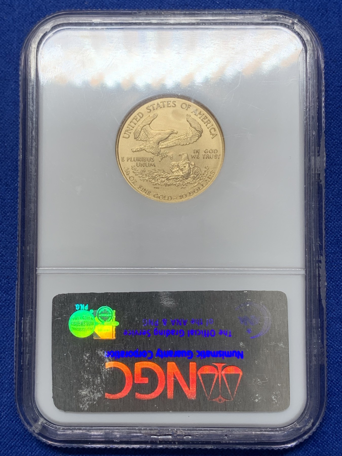 《竞宝斋》第218场-周日，周一 2场 (全场包邮) NGC MS70 2005鹰洋金币 老盒子，满分品相