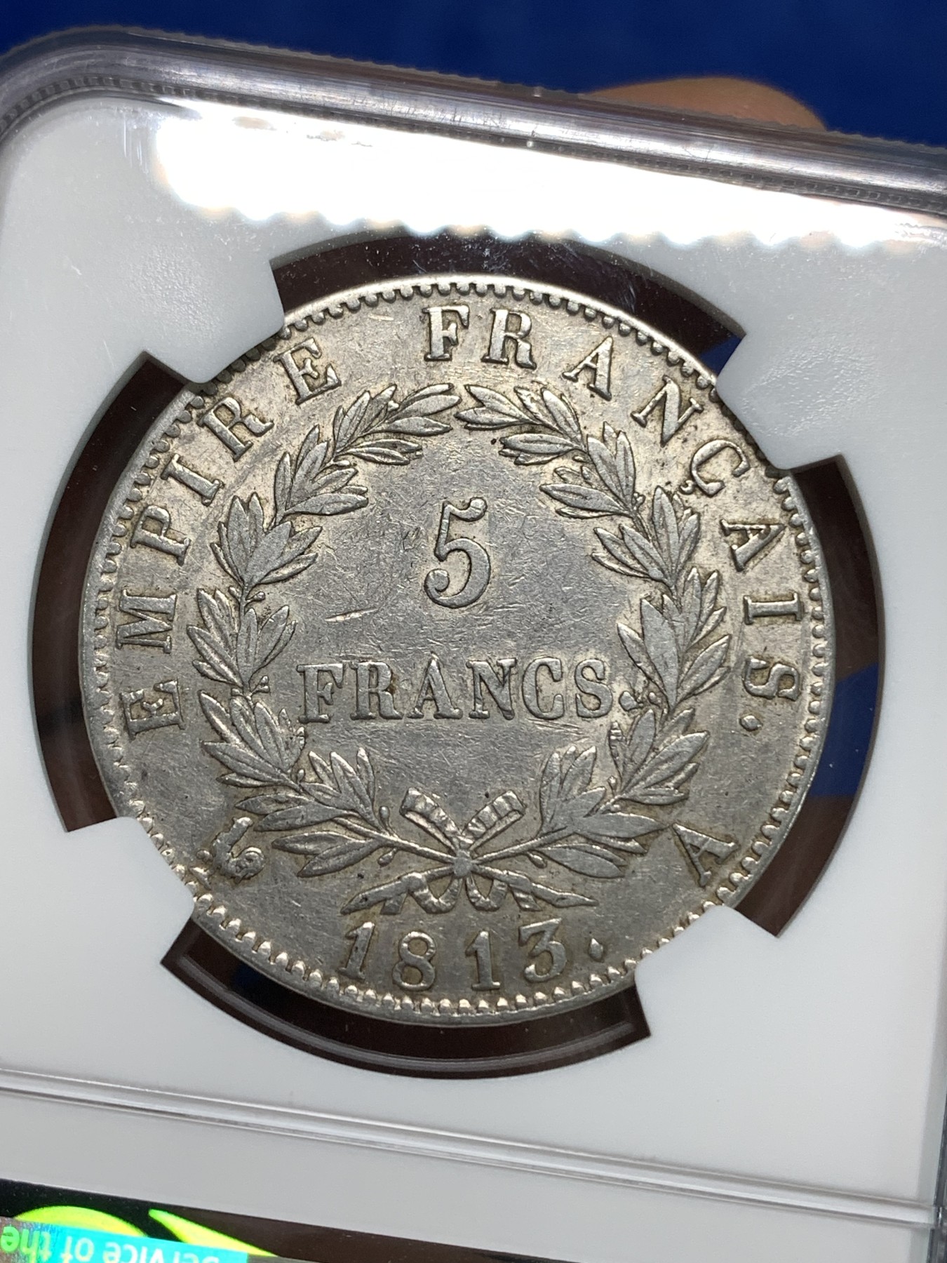 《竞宝斋》第218场-周日，周一 2场 (全场包邮) NGC XFD 法国1813年拿破仑5法郎银币