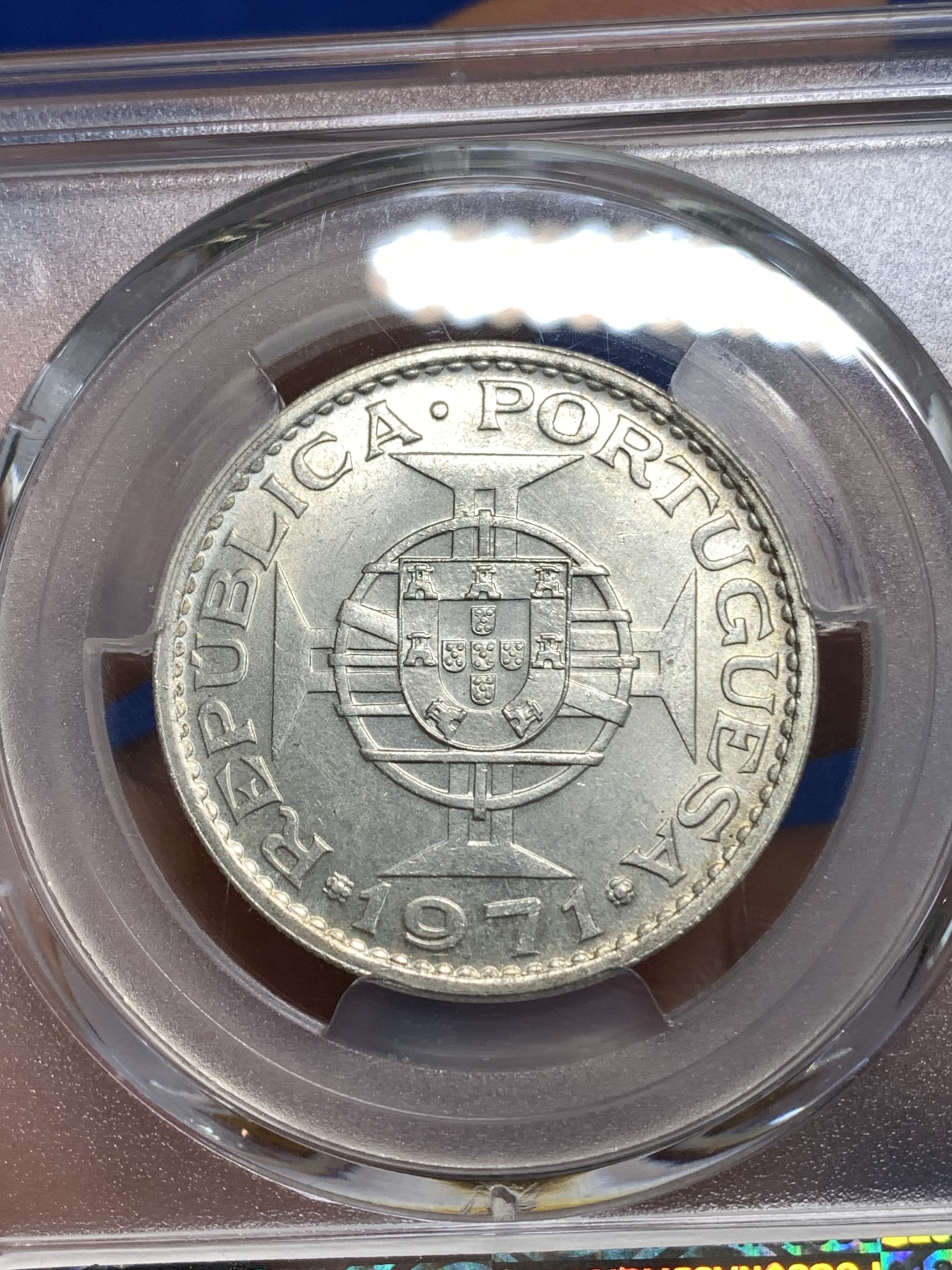 《竞宝斋》第218场-周日，周一 2场 (全场包邮) PCGS-MS65 1971年澳门5元流通银币，亚军分