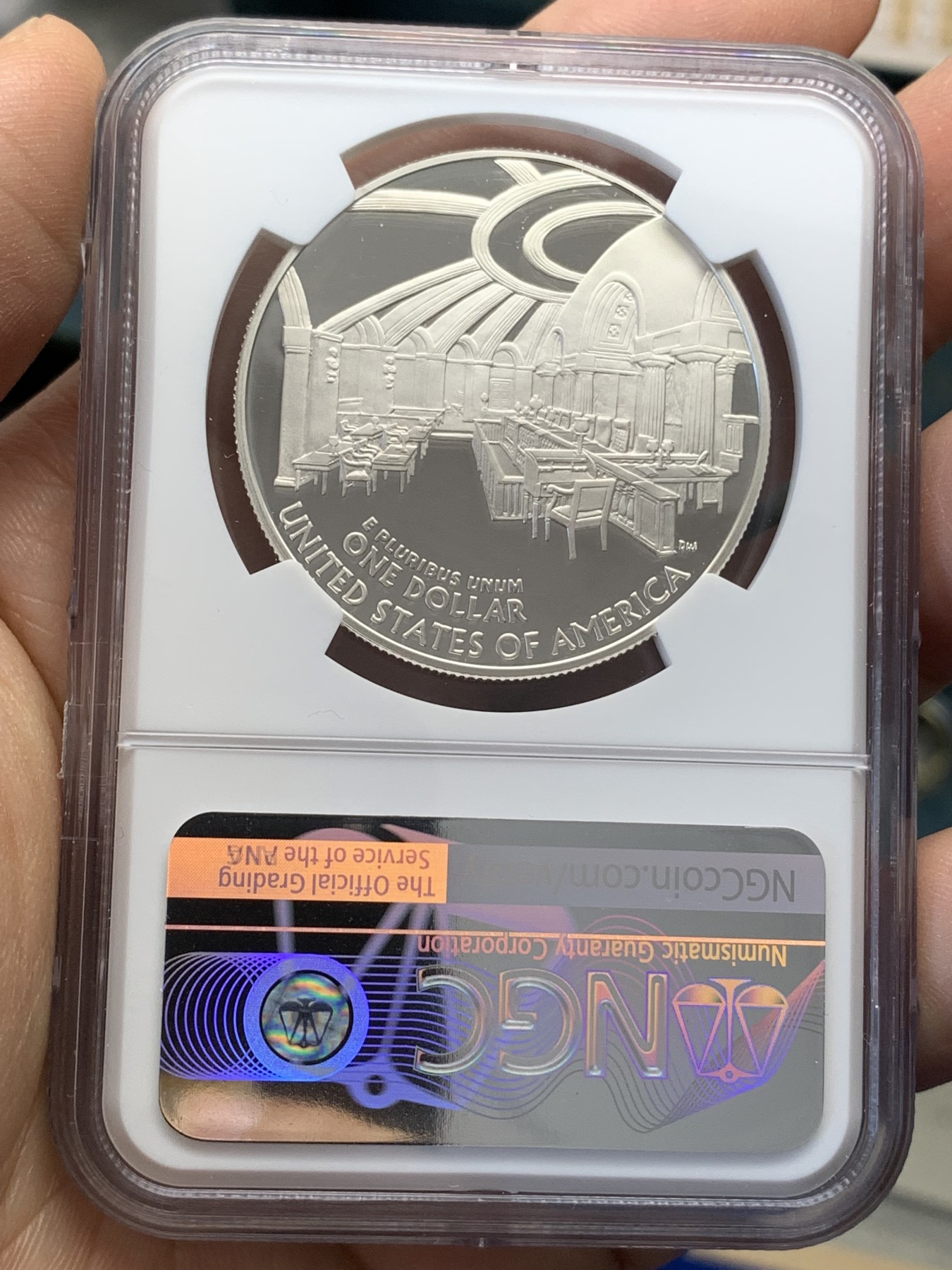 《竞宝斋》第218场-周日，周一 2场 (全场包邮) NGC PF69UC 美国2005年约翰马歇尔1美元大银币