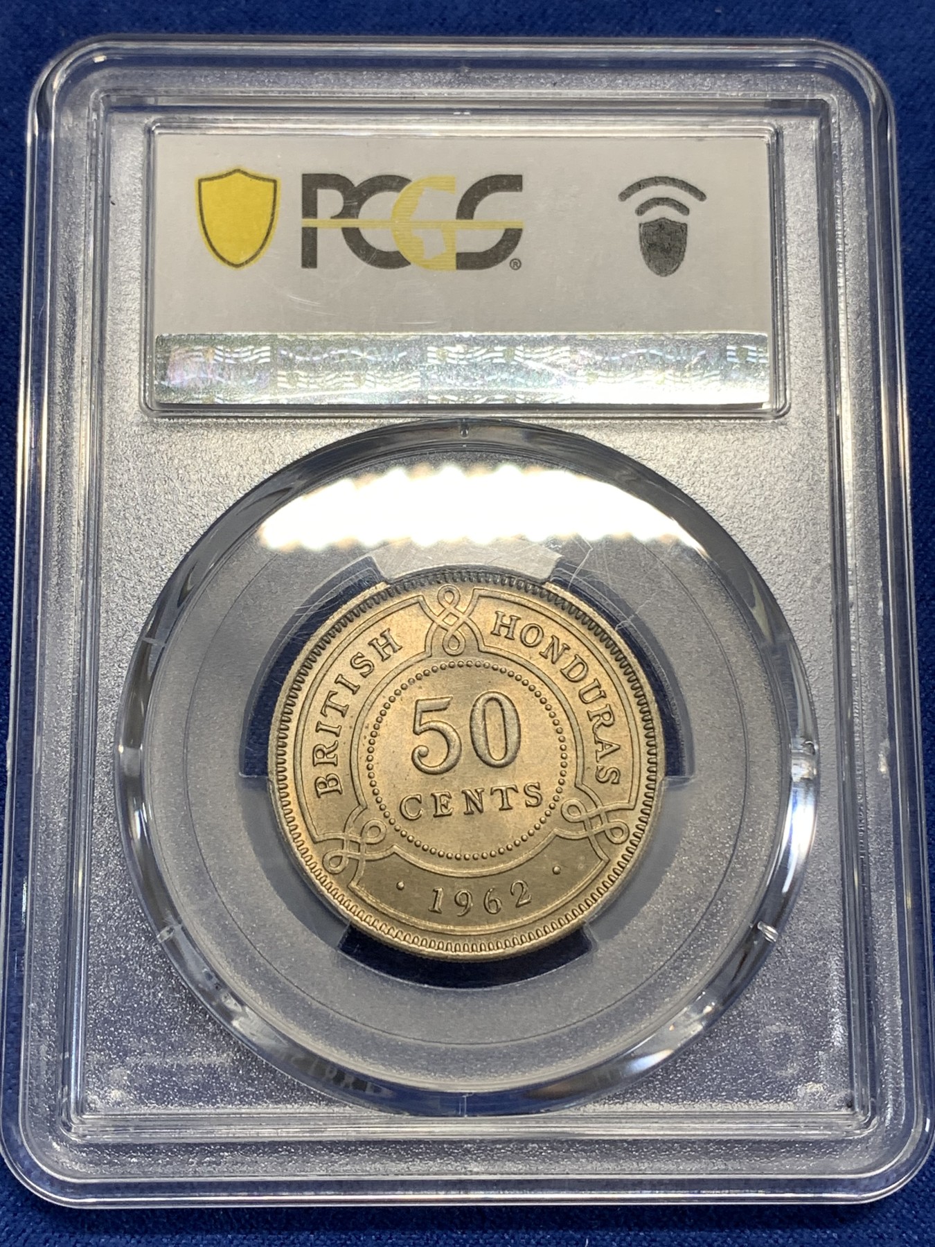 《竞宝斋》第218场-周日，周一 2场 (全场包邮) PCGS金盾 MS64 英属洪都拉斯1962年50分镍币