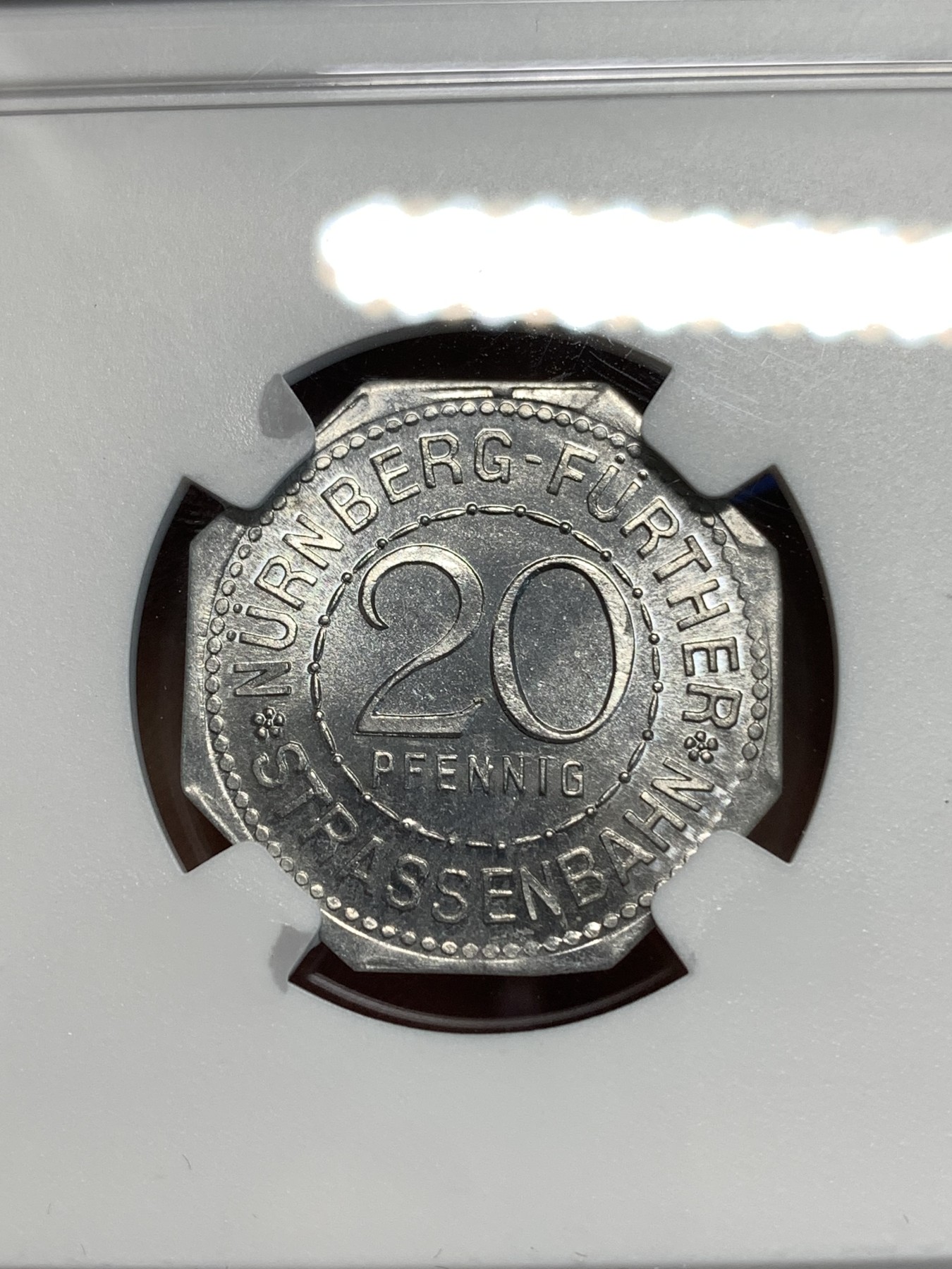 《竞宝斋》第219场-周日，周一 2场 (全场包邮) NGC-MS65 1920年德国紧急状态时期，纽伦堡20芬尼，人物系列