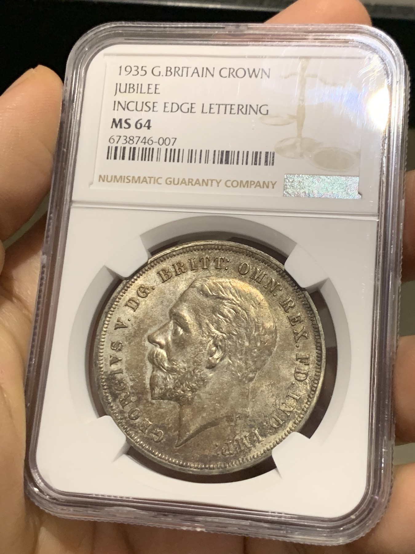 《竞宝斋》第219场-周日，周一 2场 (全场包邮) NGC MS64 英国1935木马剑 克朗银币 高分好状态