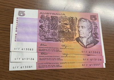 【世界钱币】精选微拍第85期暨2023年第三十二期 部分卖剩杂货大卖场(欧美洋洲篇) 老版澳大利亚5元 全新绝品无47尾号083(单张价)