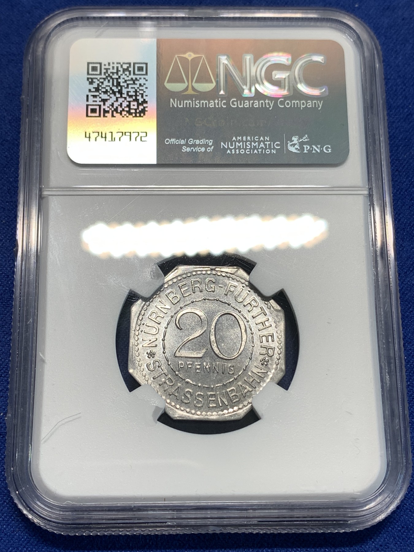 《竞宝斋》第219场-周日，周一 2场 (全场包邮) NGC-MS65 1920年德国紧急状态时期，纽伦堡20芬尼，人物系列