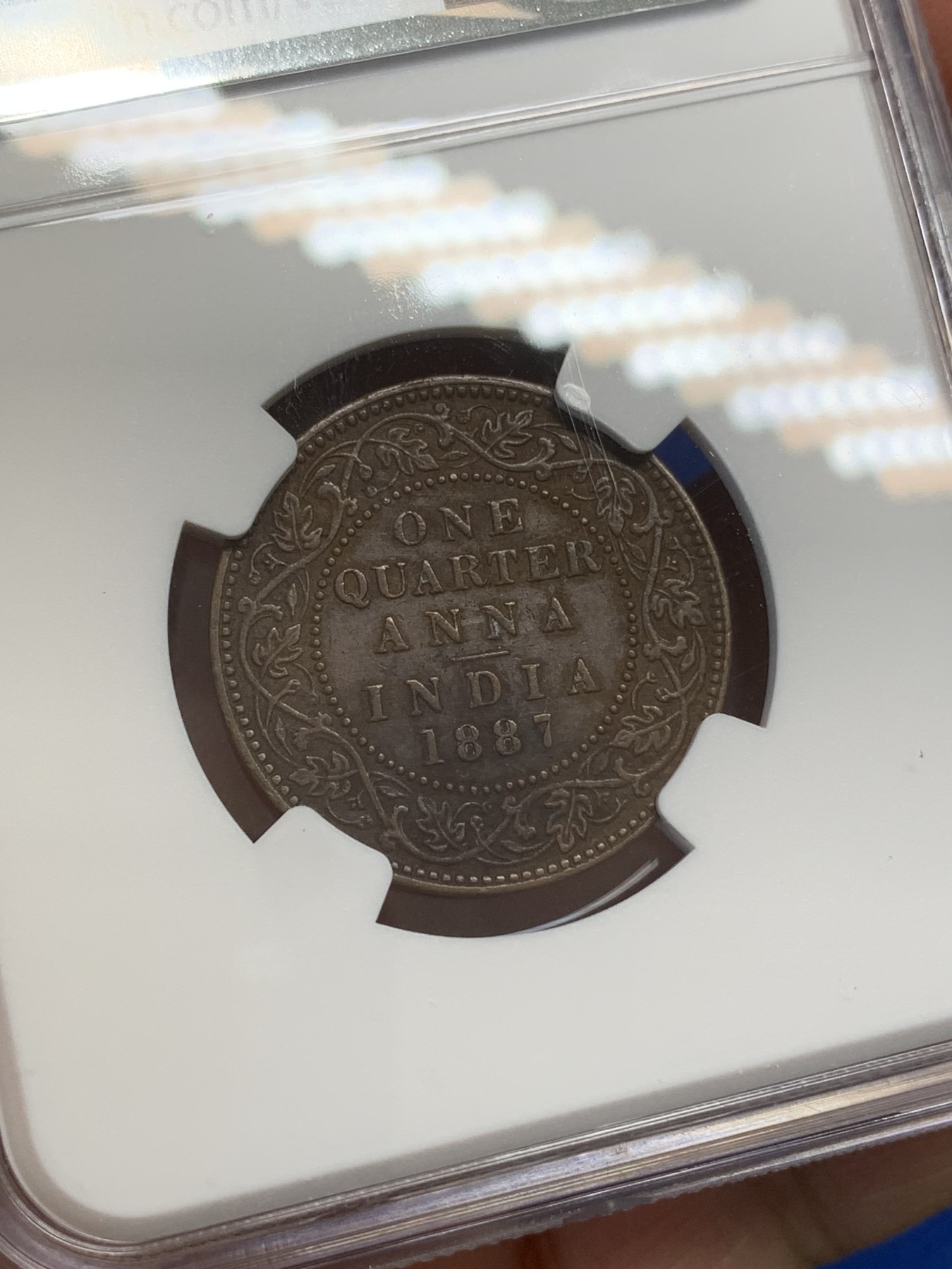 《竞宝斋》第219场-周日，周一 2场 (全场包邮) NGC AUD 1877年英属印度1/4安娜铜币
