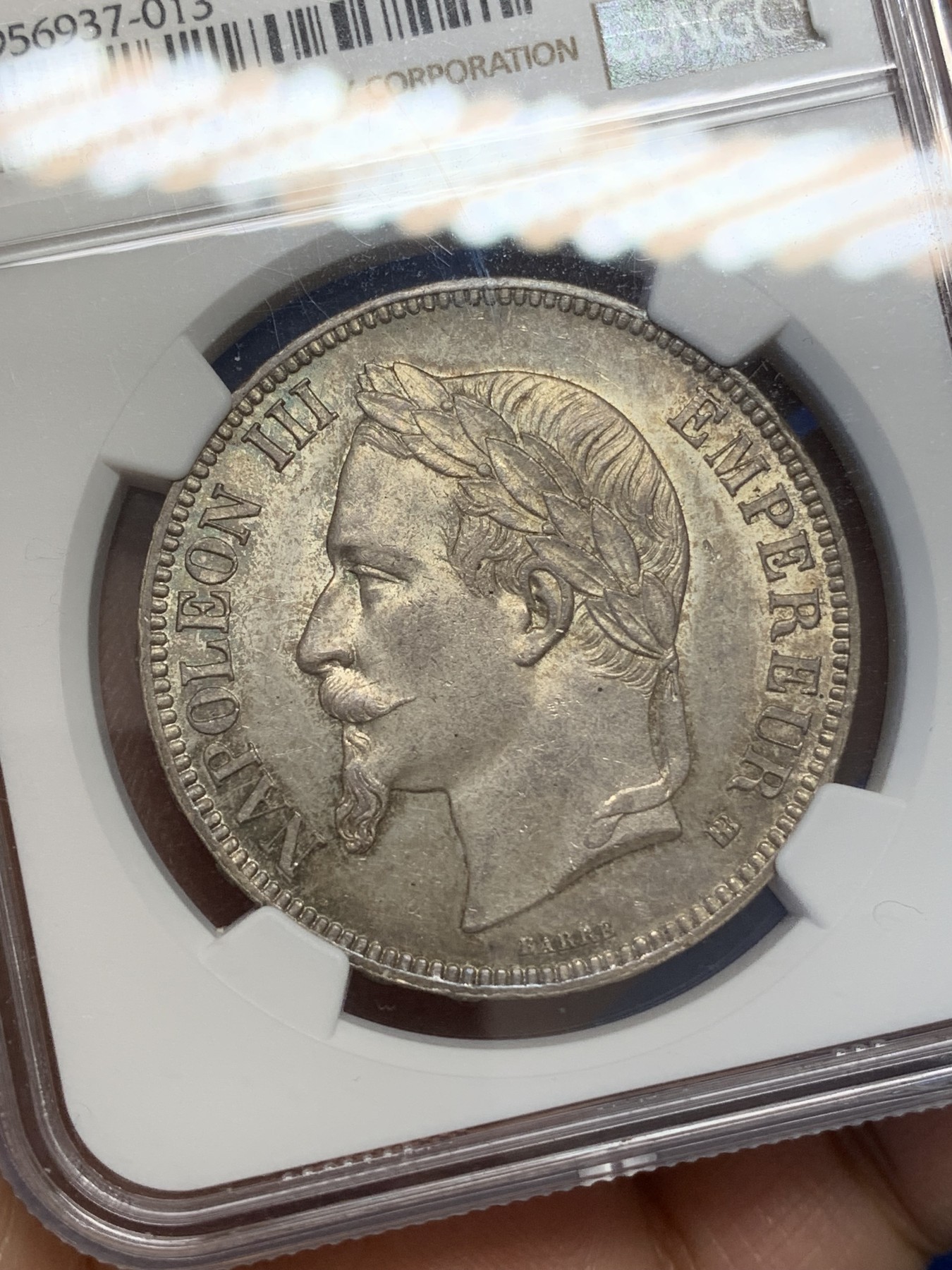 《竞宝斋》第219场-周日，周一 2场 (全场包邮) NGC-MS64 1867BB 拿三5法郎银币 拿三好品MS级高分难觅 法系收藏级选择