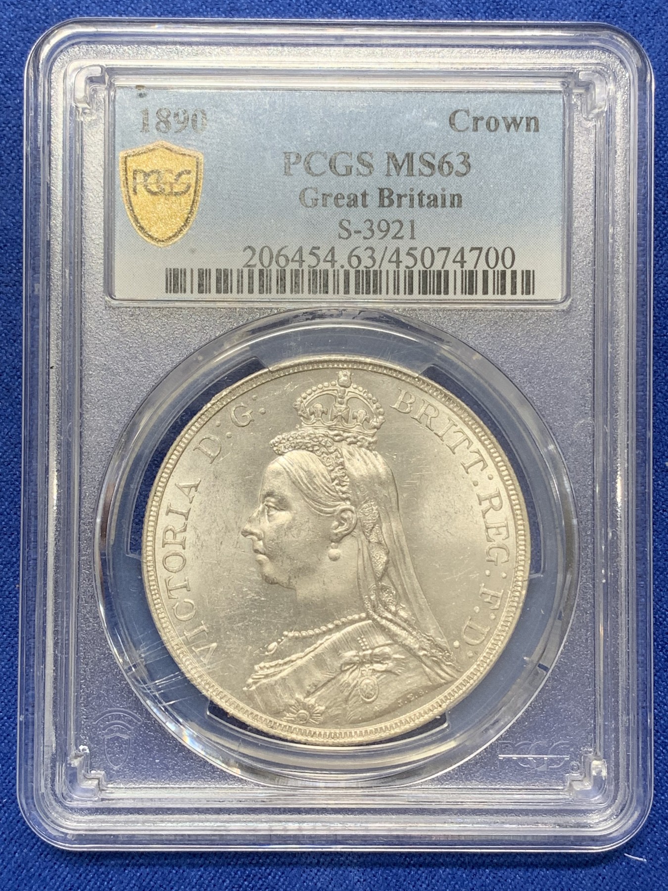 《竞宝斋》第219场-周日，周一 2场 (全场包邮) PCGS-MS63 英国1890年维多利亚高冠马剑 原品车轮光 1890少见年份
