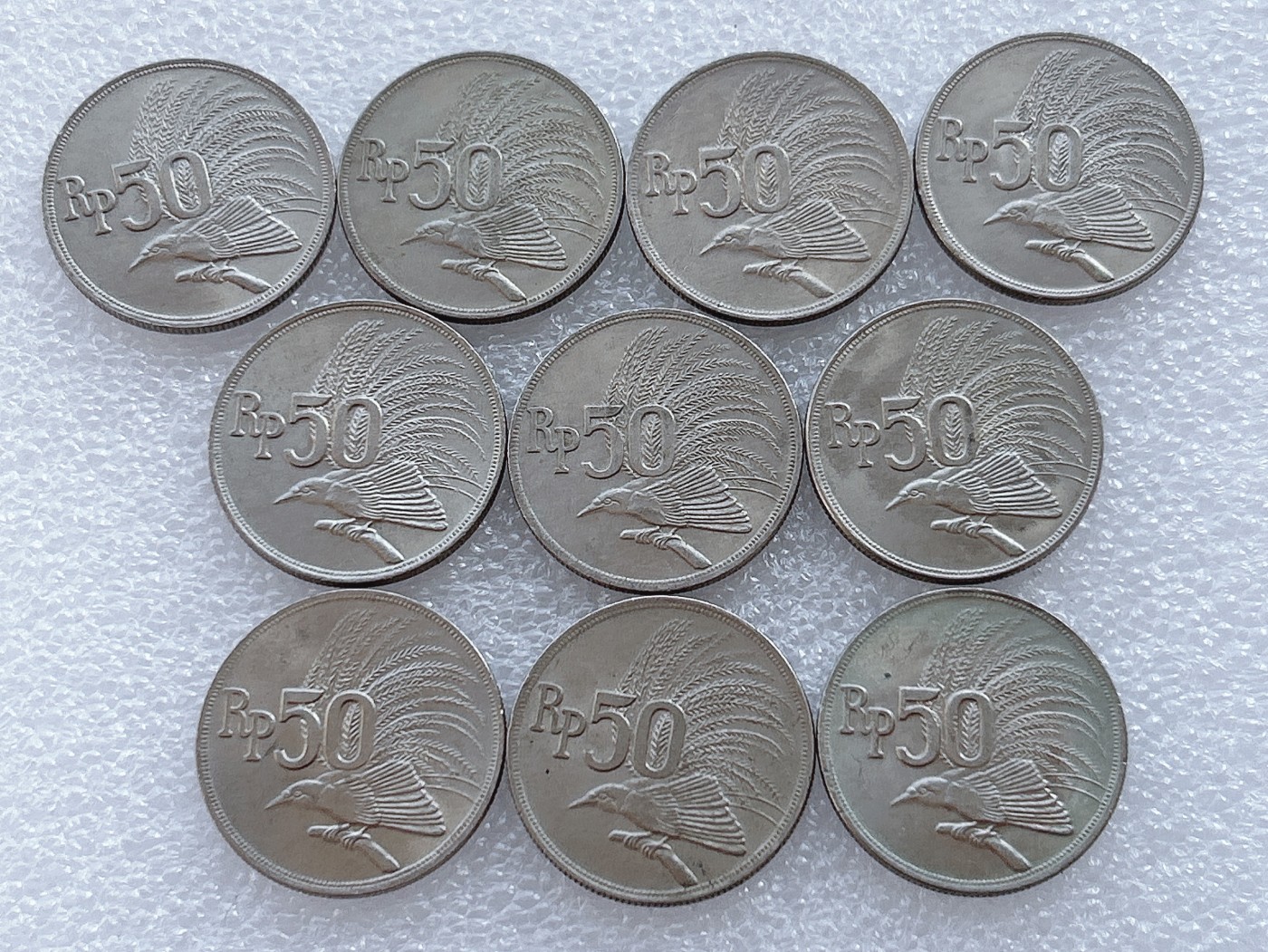 全场一元起拍 世界钱币散币、银币专场 第42期 印度尼西亚50卢比 大极乐鸟 10枚