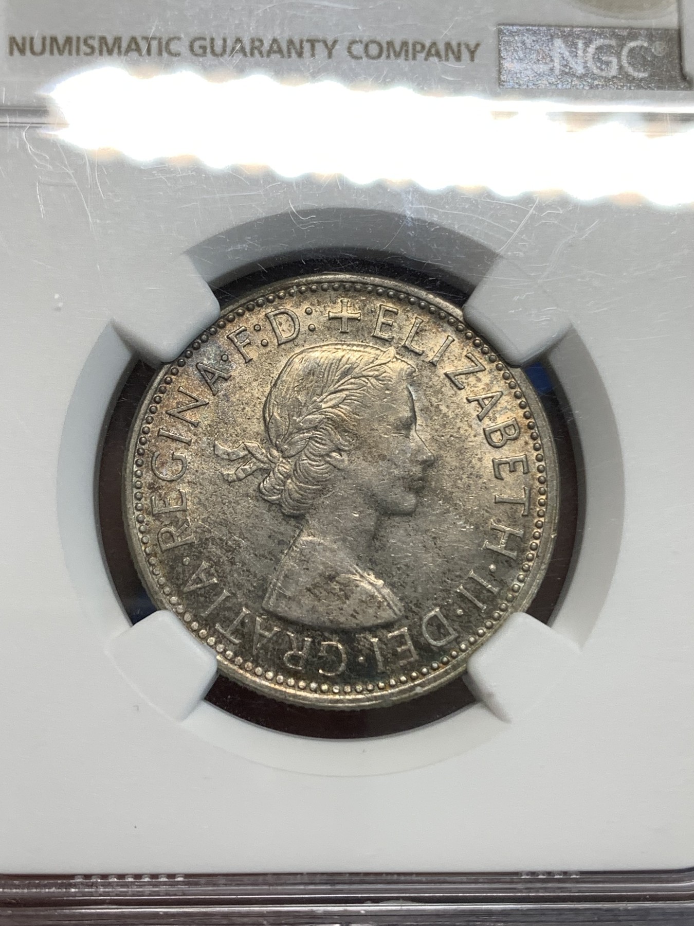《竞宝斋》第219场-周日，周一 2场 (全场包邮) NGC MS63 澳大利亚1954年皇家造访澳大利亚1弗洛林（2先令）银币