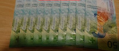 【世界钱币】精选微拍第85期暨2023年第三十二期 部分卖剩杂货大卖场(欧美洋洲篇) 瑞士50法郎 全新绝品 单张价 全程无4尾号700