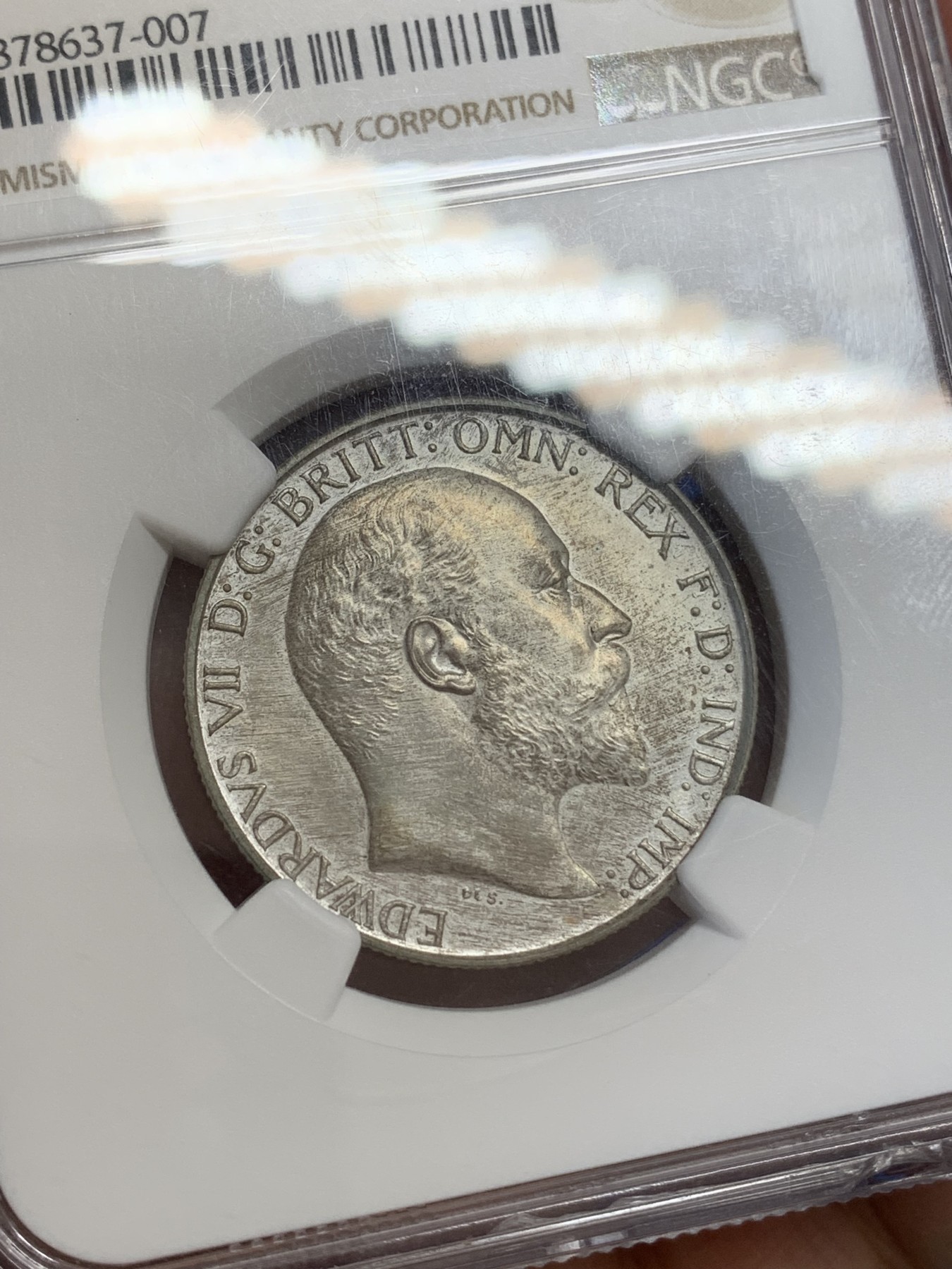 《竞宝斋》第219场-周日，周一 2场 (全场包邮) NGC-PF63MATTE 英国1902爱七精致海神弗洛林2先令银币 经典设计磨砂工艺热门品种名家收藏 下沿小磕