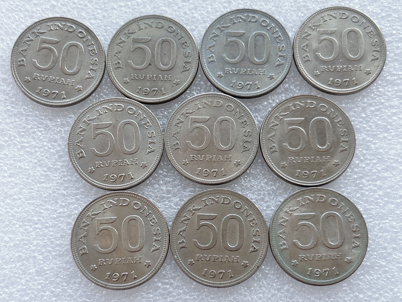 全场一元起拍 世界钱币散币、银币专场 第42期 印度尼西亚50卢比 大极乐鸟 10枚