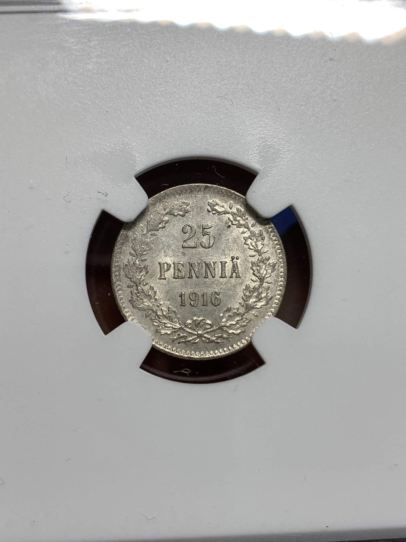 《竞宝斋》第219场-周日，周一 2场 (全场包邮) NGC-MS64 俄属芬兰1916年双头鹰25分银币