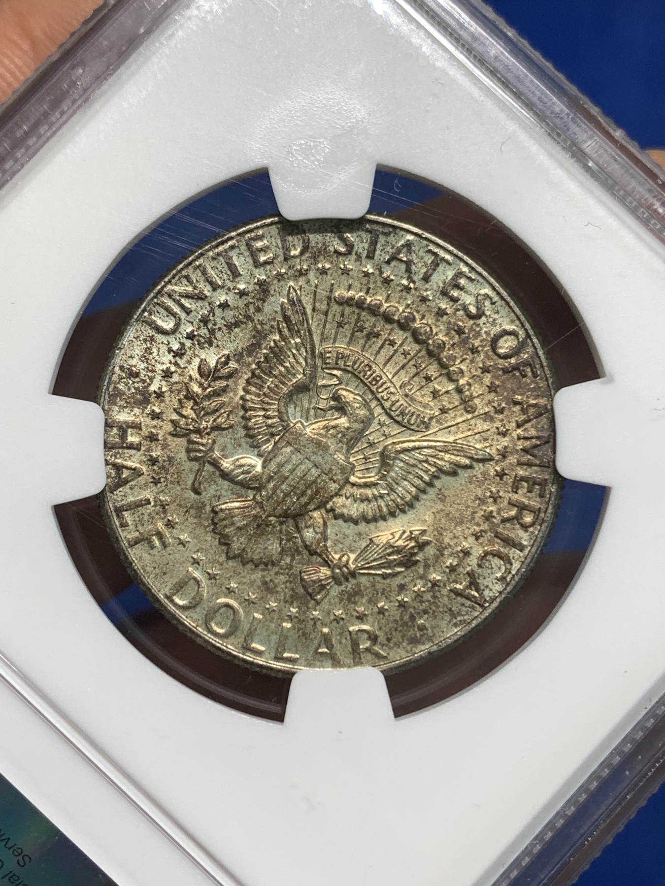 《竞宝斋》第219场-周日，周一 2场 (全场包邮) NGC-MS63 美国1964年肯尼迪半美元首年份900银，双面包浆，给分不易