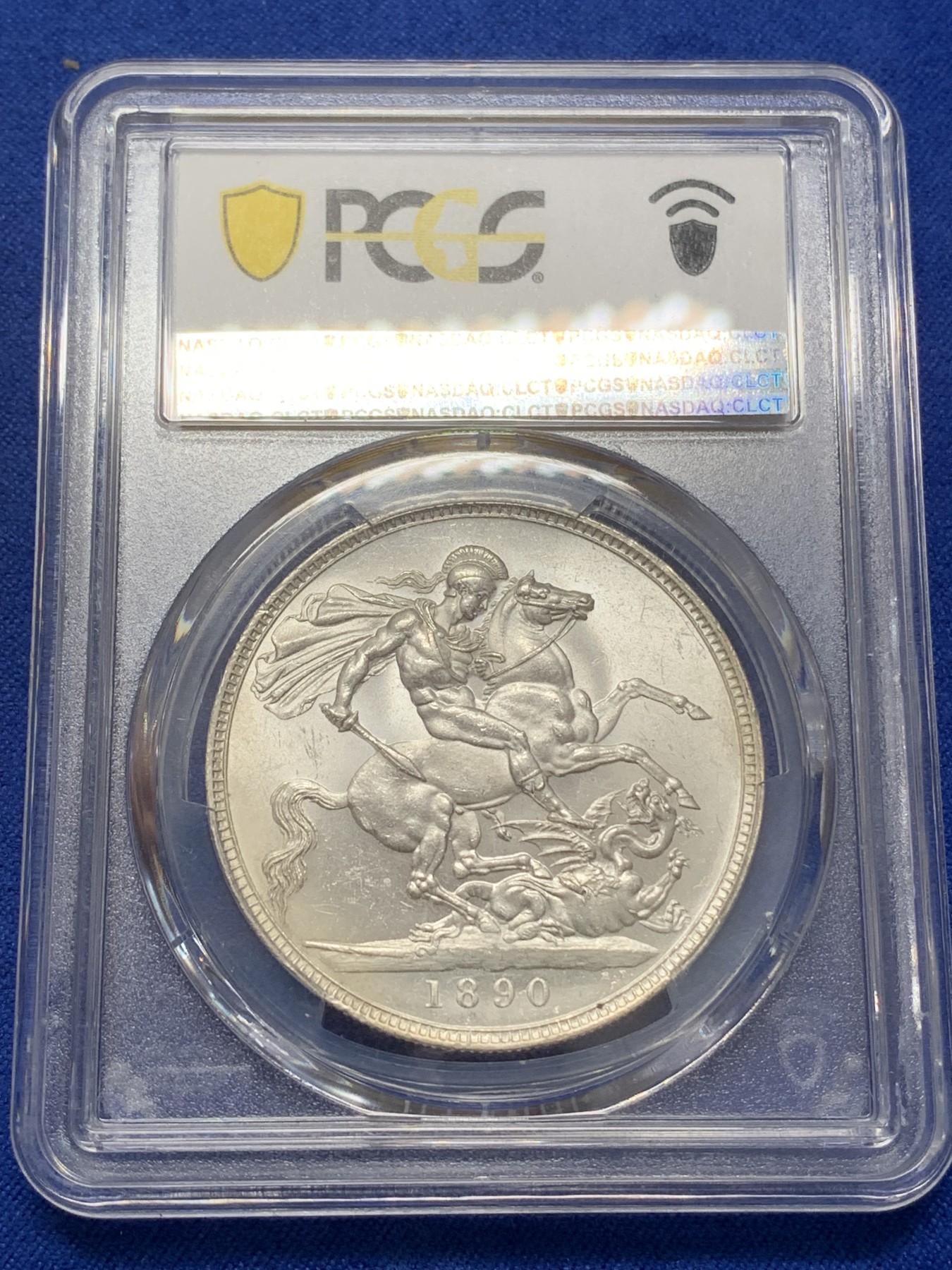 《竞宝斋》第219场-周日，周一 2场 (全场包邮) PCGS-MS63 英国1890年维多利亚高冠马剑 原品车轮光 1890少见年份