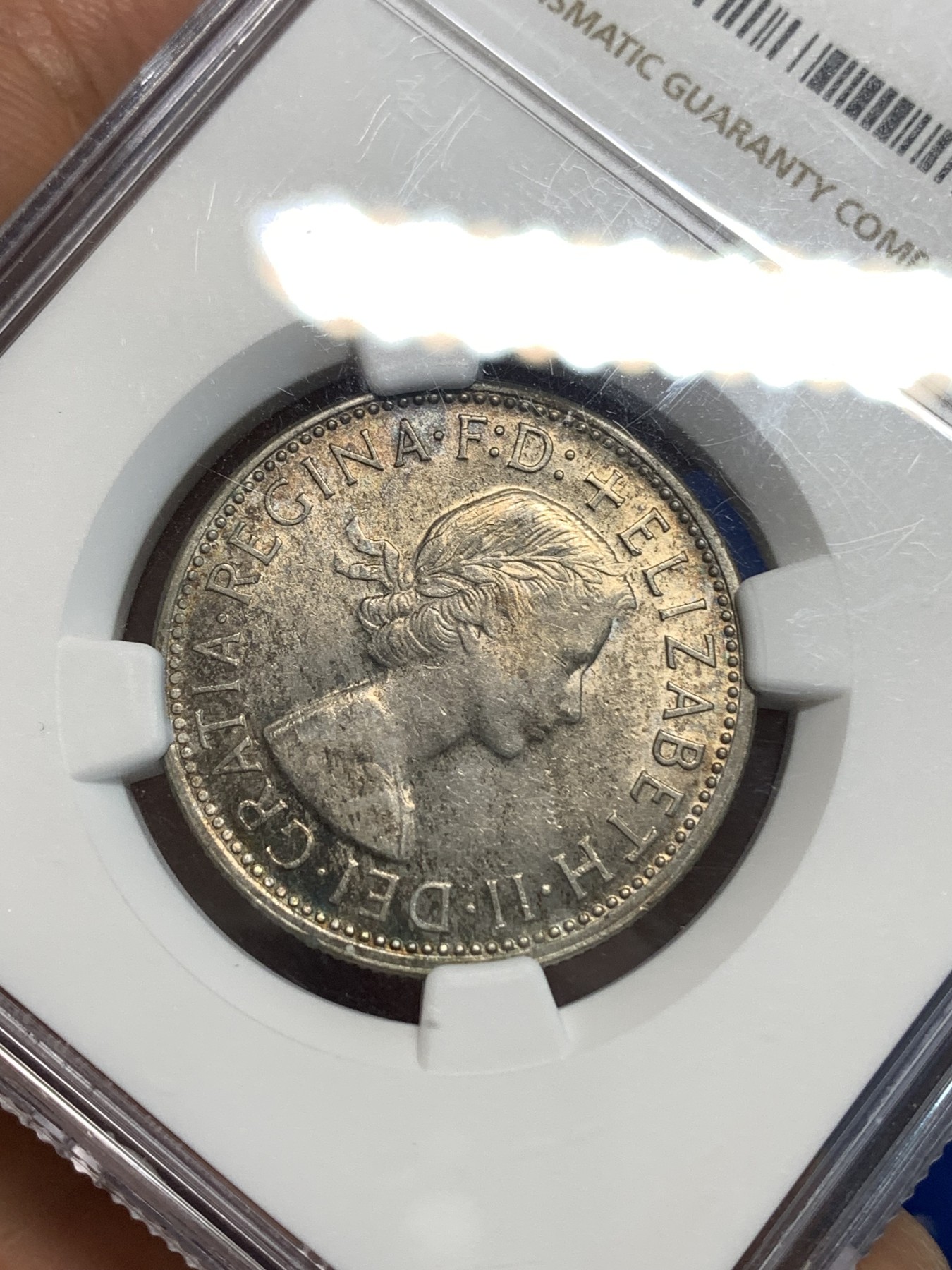 《竞宝斋》第219场-周日，周一 2场 (全场包邮) NGC MS63 澳大利亚1954年皇家造访澳大利亚1弗洛林（2先令）银币