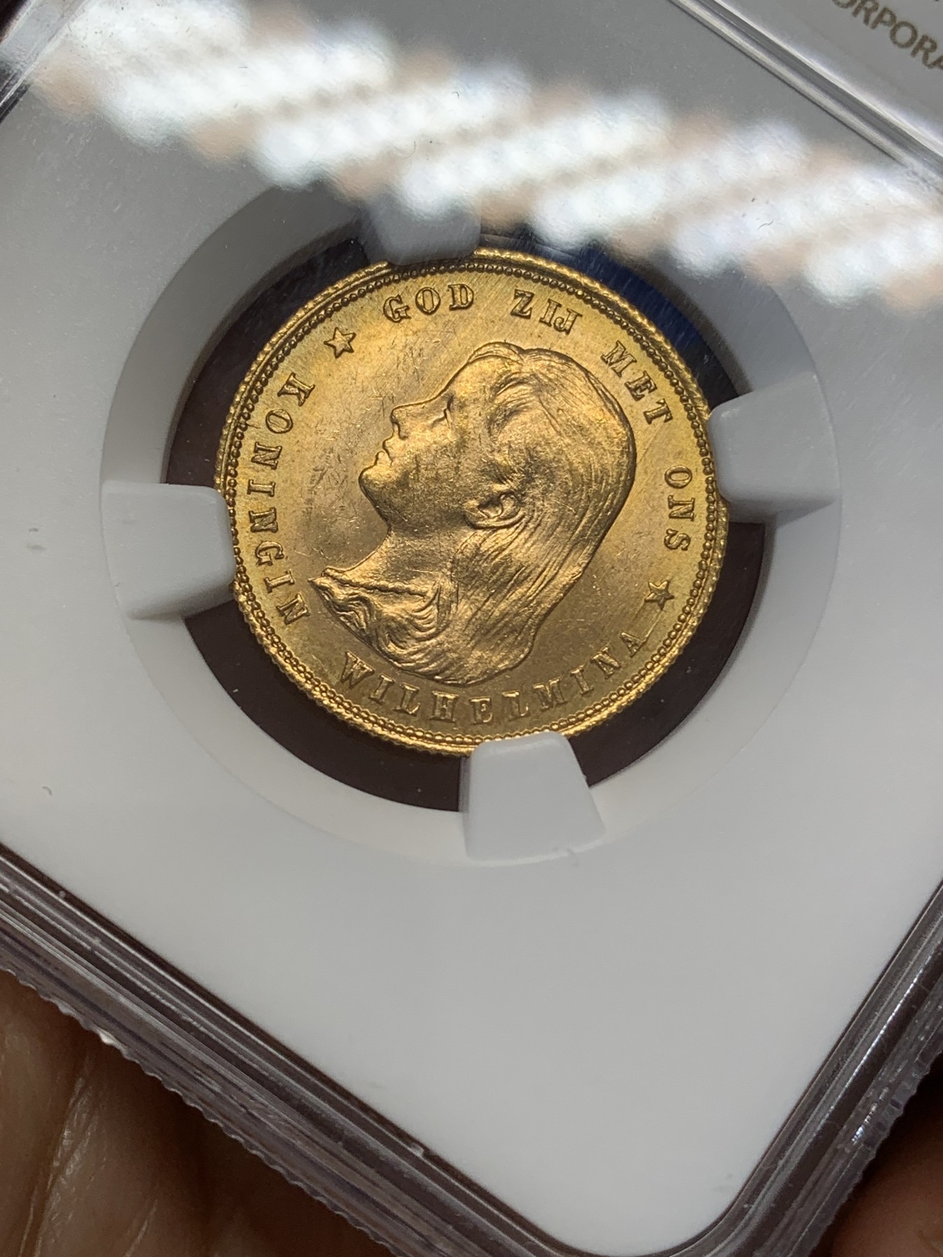 《竞宝斋》第219场-周日，周一 2场 (全场包邮) NGC-MS64 1897荷兰威廉明娜10盾金币 热门大涨品种金萝莉 双面深打收藏级好品