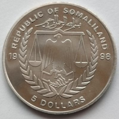 布加迪🐬～世界钱币🌾第 49 期 /  欧洲泰国等国家币 - 索马里兰 1998年 5元 泰坦尼克号 大直径纪念镍币 42mm