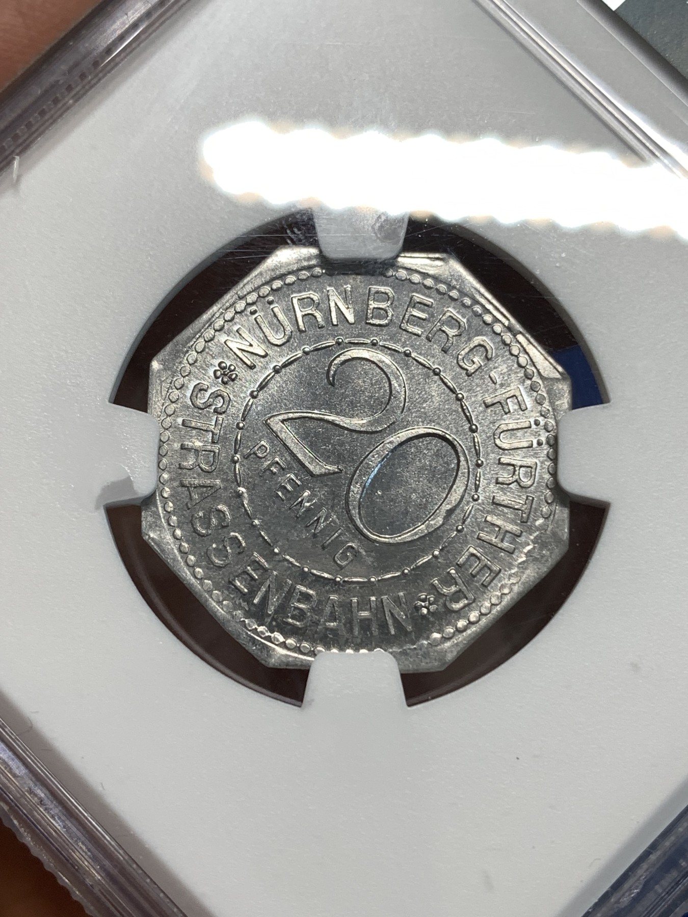 《竞宝斋》第219场-周日，周一 2场 (全场包邮) NGC-MS65 1920年德国紧急状态时期，纽伦堡20芬尼，人物系列